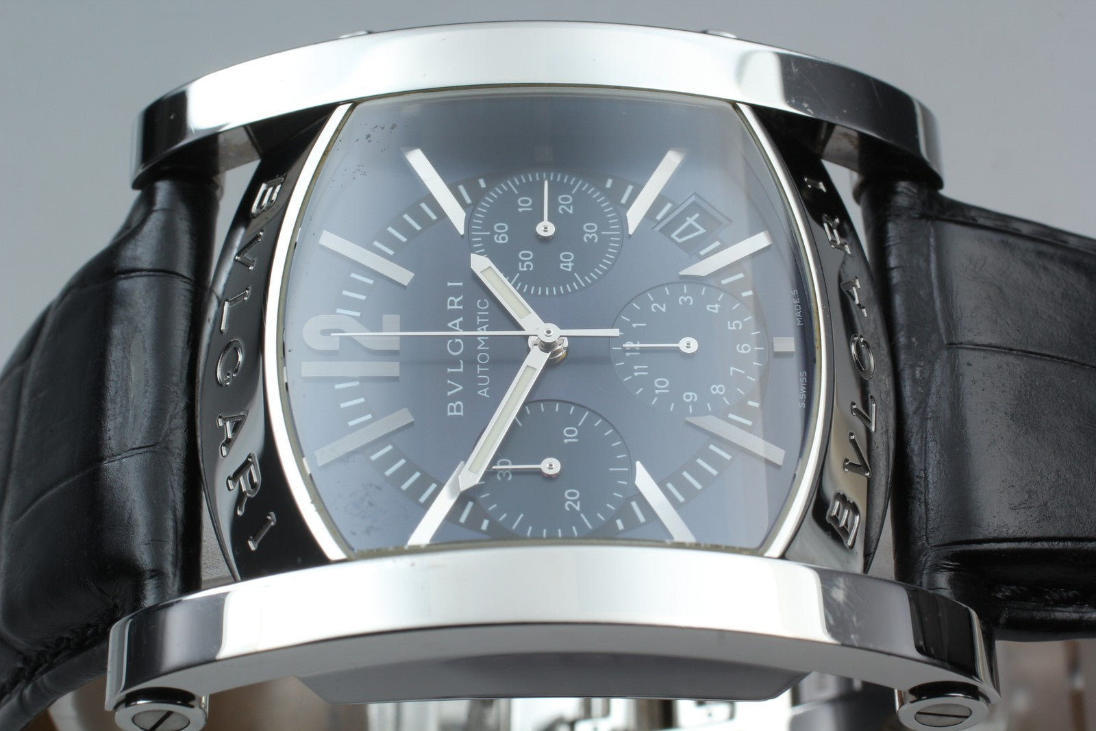 BVLGARI Assioma AA48SCH Automatic Chronograph Black Men's Watch 38mm From JAPAN