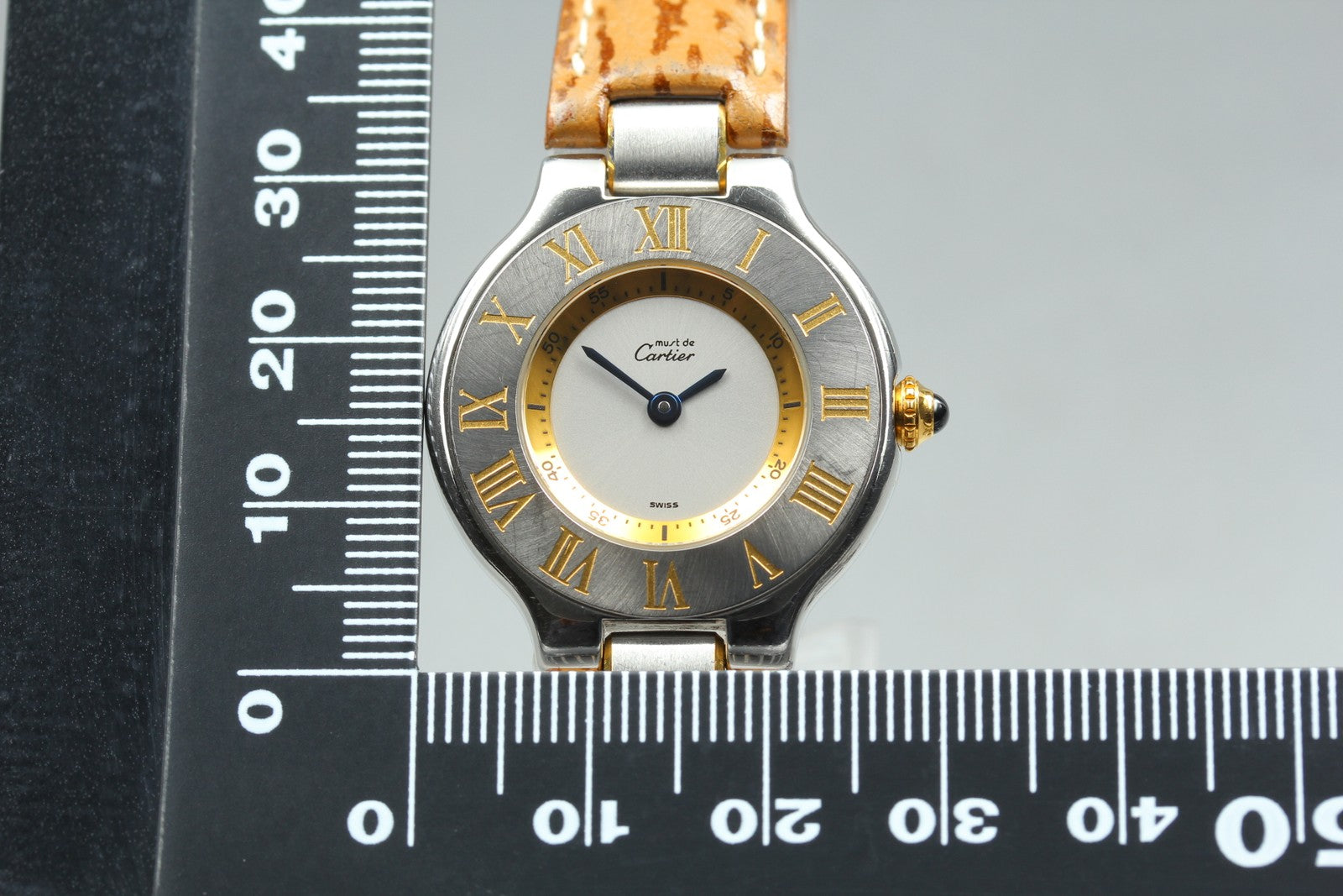 Exc+5 Box Cartier Must de Cartier 21 1340 Brown Silver 27mm Women's Quartz Watch