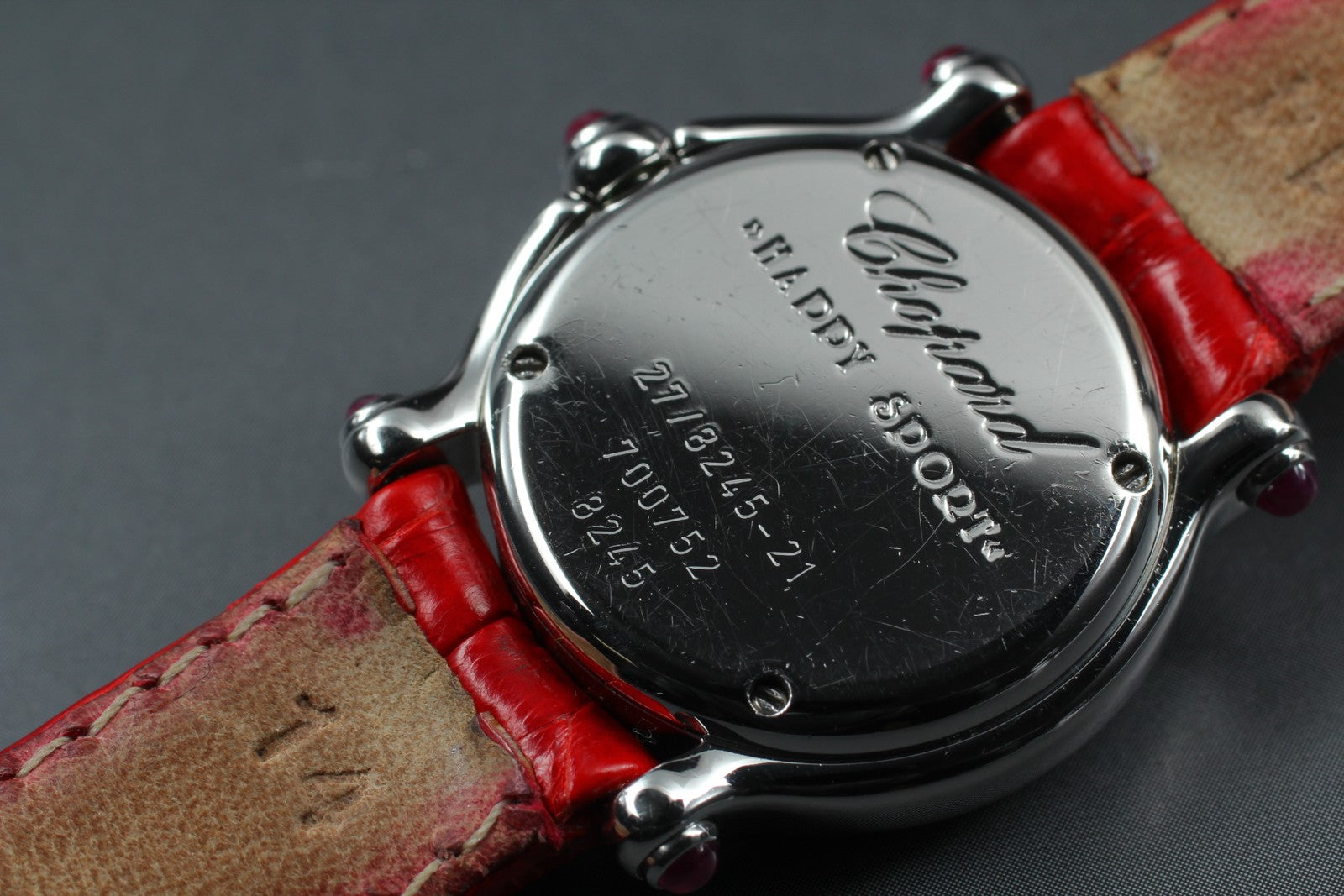 [Exc+5 Box] Chopard Happy Sport 27/8245-21 Red Diamond Quartz Women’s Watch
