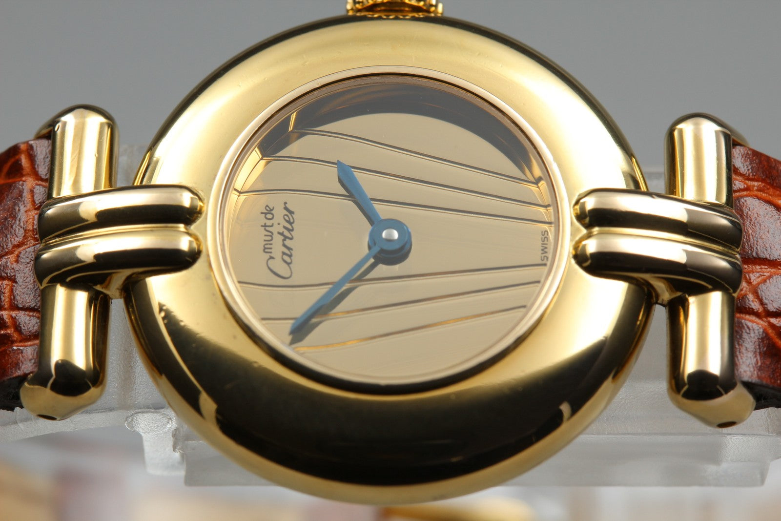 Vintage Cartier Must Colisee Vermeil 590002 Gold Brown Women's Qz Watch [Box]