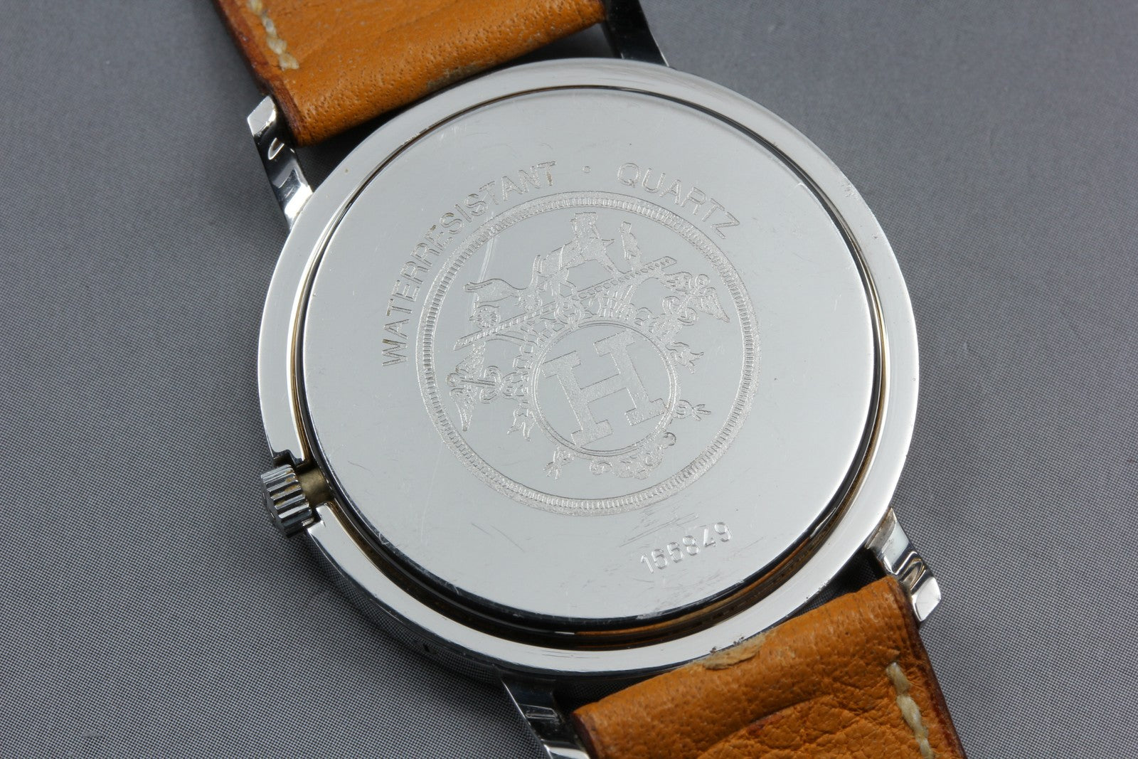 Vintage Hermes Clipper 34mm White Dial Brown Date Unisex Watch Quartz  [w/Box]
