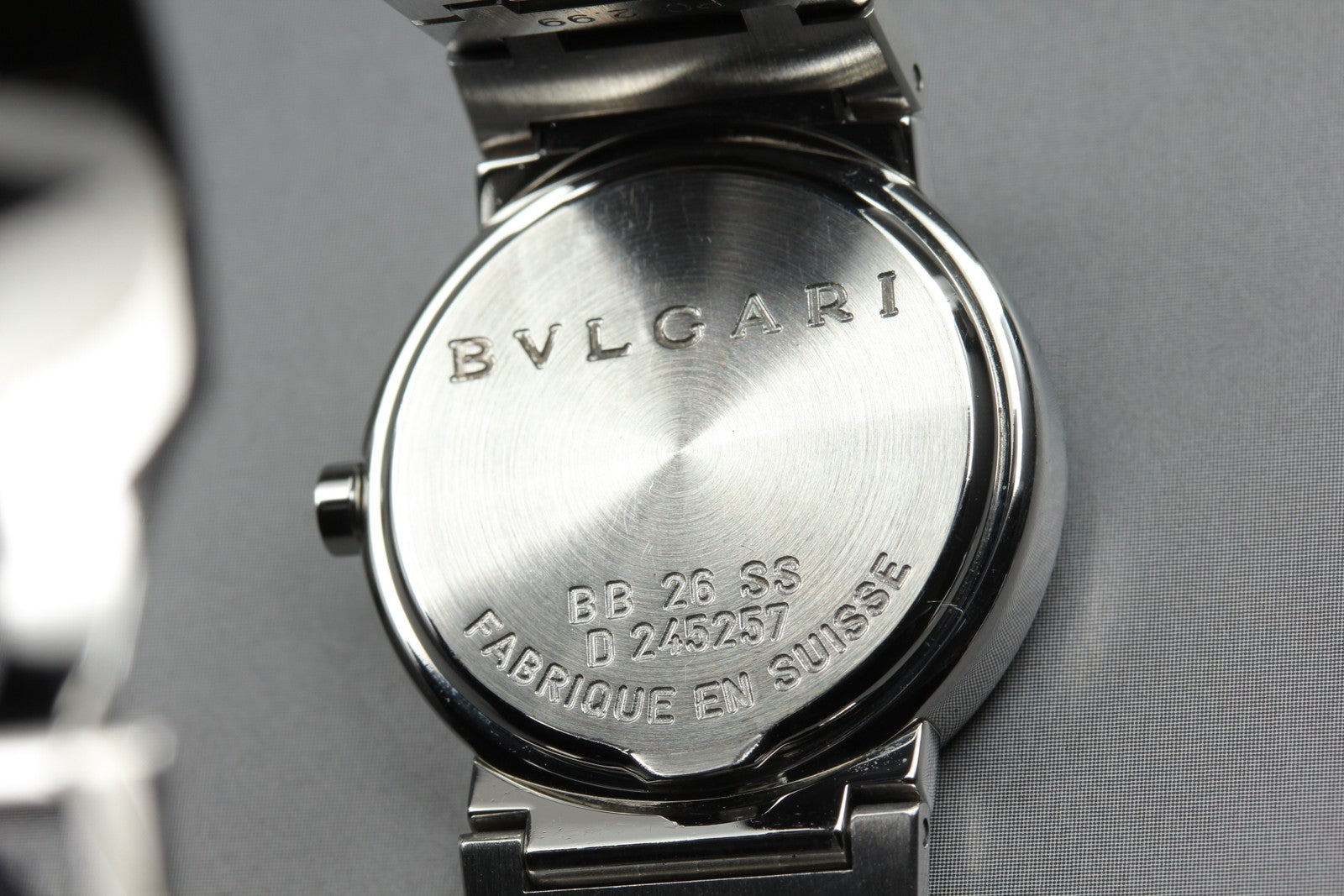 New Batt BVLGARI BB26SS Black Dial Quartz Date Women's Watch 26mm Used JAPAN