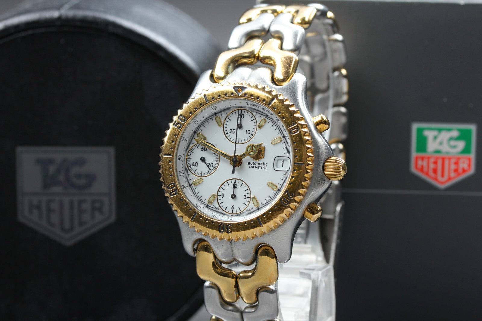 TAG HEUER SEL CG2120-R0 Automatic Chronograph White Men's Watch 38mm JAPAN Box
