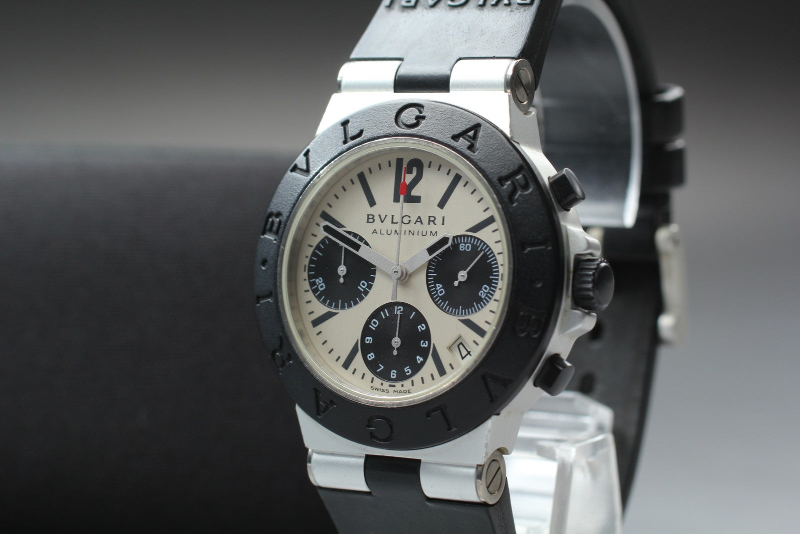 BVLGARI Aluminium AC38TA Automatic chronograph Date Men's Watch 38mm From JAPAN