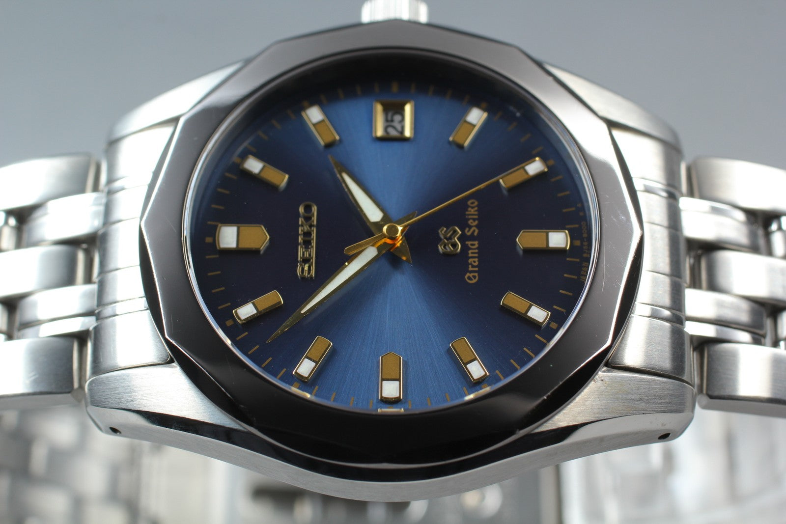 [Near MINT- Box] Grand SEIKO GS 8J56-8000 SBGF003 Blue 36mm Men's Qz Watch JAPAN