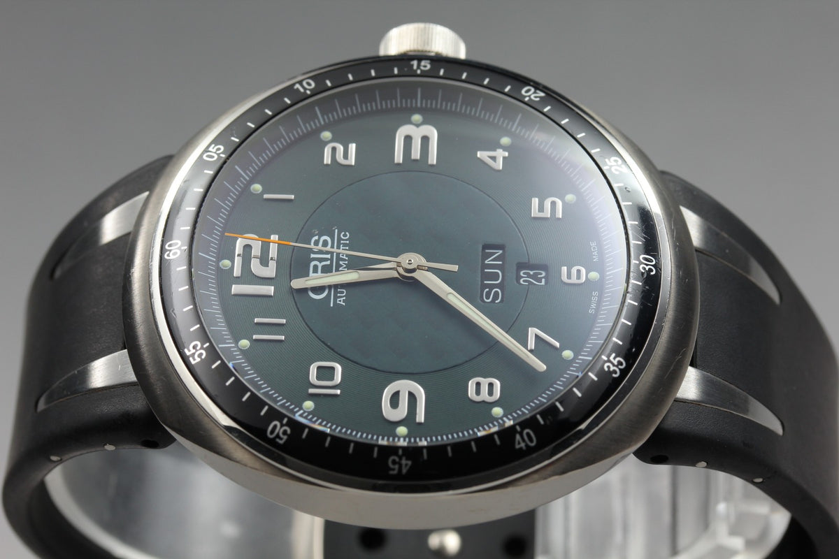 ORIS TT3 7589 Day Date Titanium Green Dial Black 44mm Automatic Men's Watch