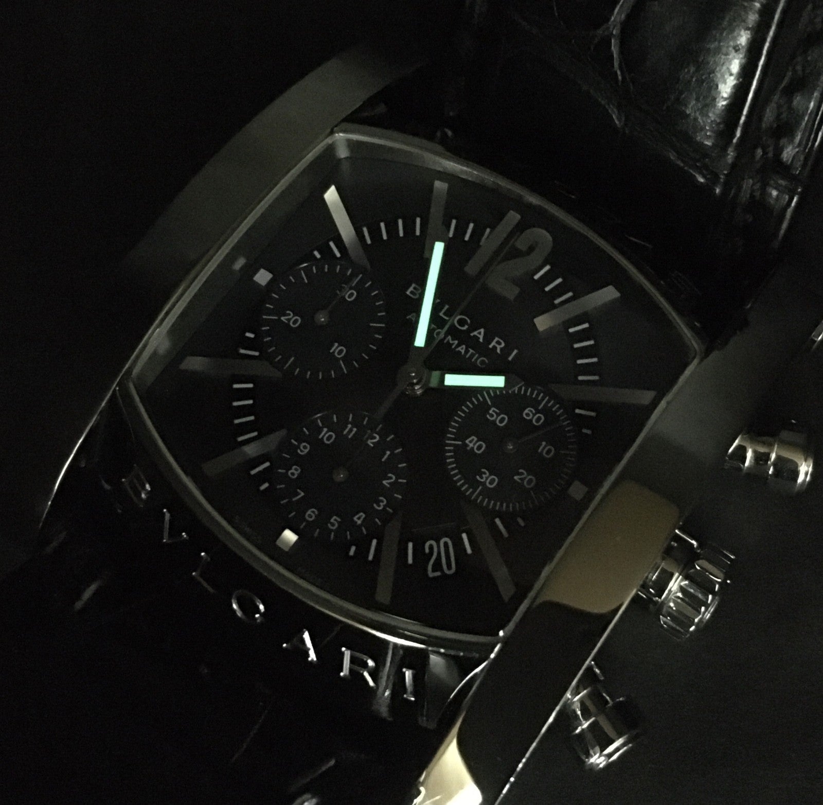 [Exc+5] BVLGARI Assioma AA48SCH Chronograph Black 38mm Automatic Men's Watch