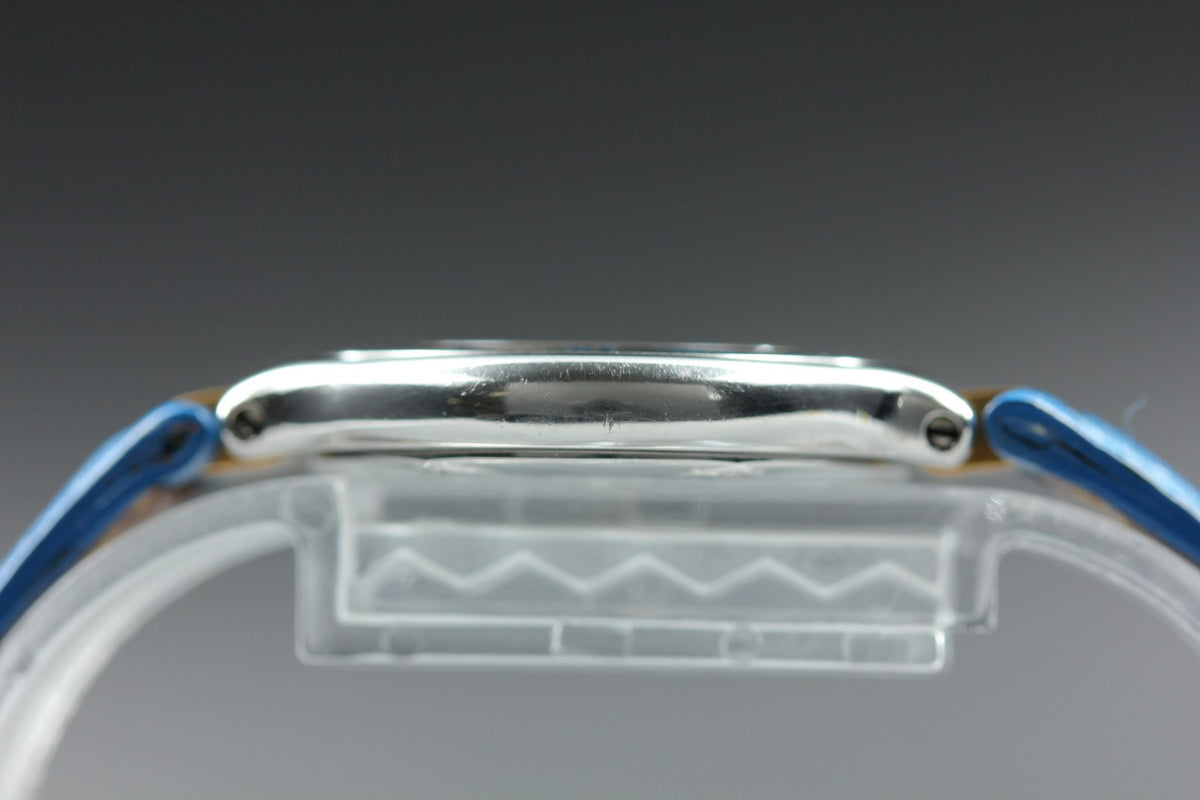 Cartier Must de Cartier 21 1340 Blue Silver 27mm Women's Qz Watch Vintage Pouch
