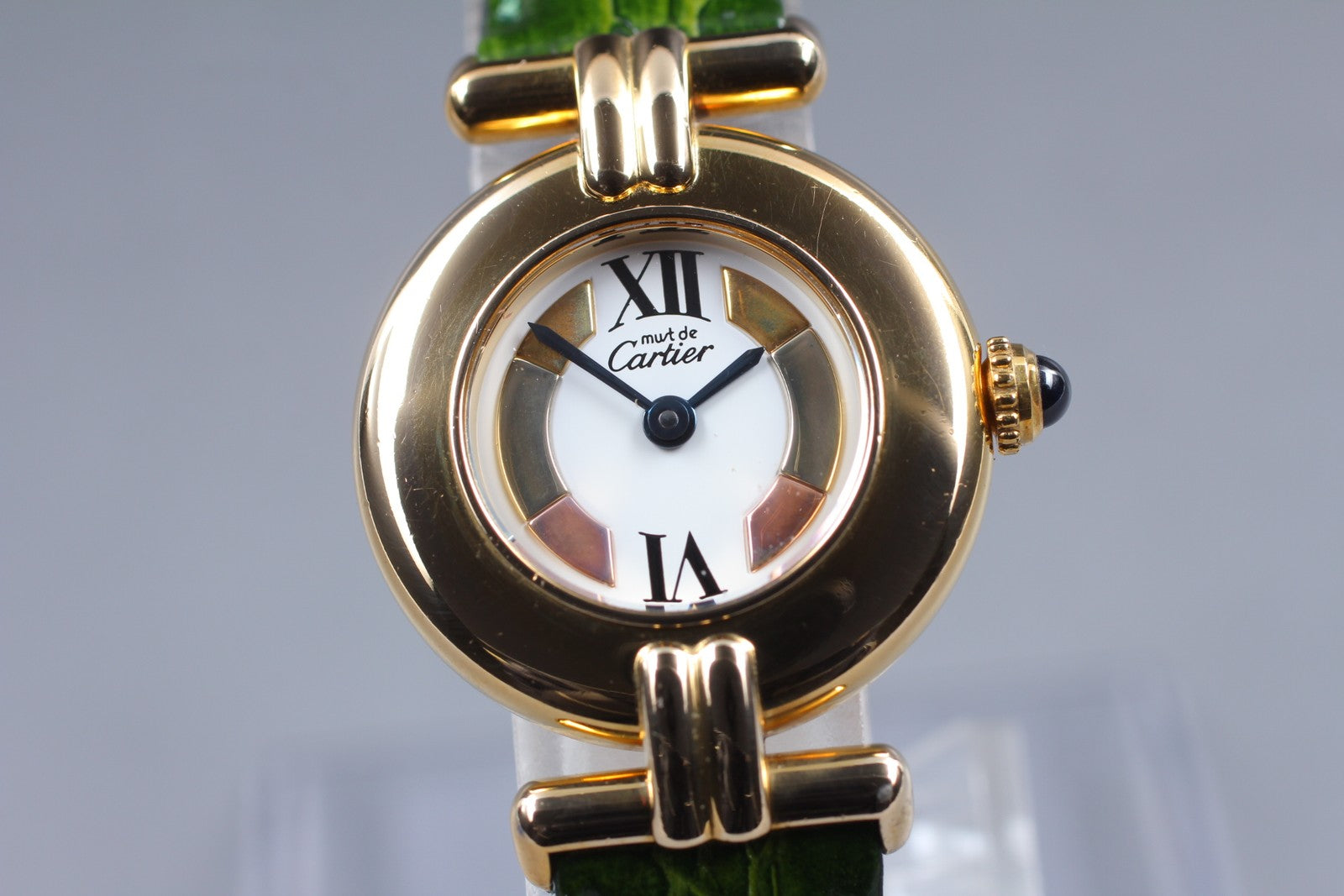Vintage [Exc+5] Cartier Must Colisee Vermeil 590002 Green Women's Quartz Watch