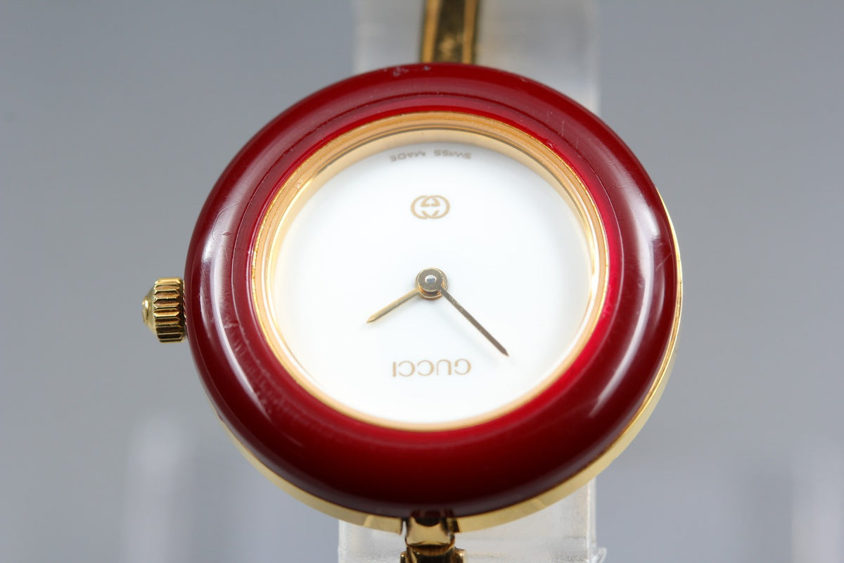 New Batt Gucci 1100-L Change Bezel 11Colors White Women Quartz Watch 26mm JP Box