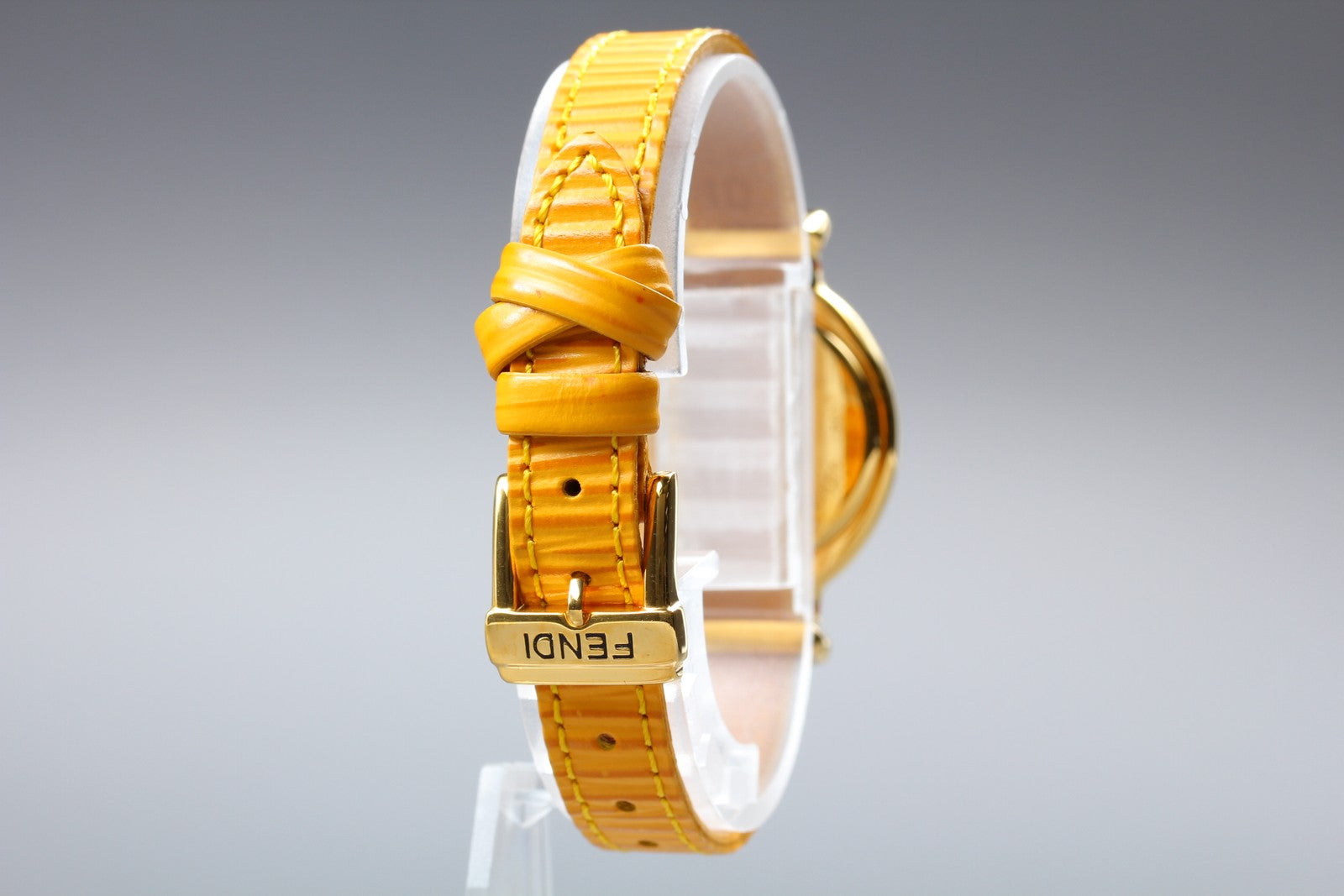 Vintage FENDI 640L Chameleon Change Yellow Belt Gold Women's Quartz Watch