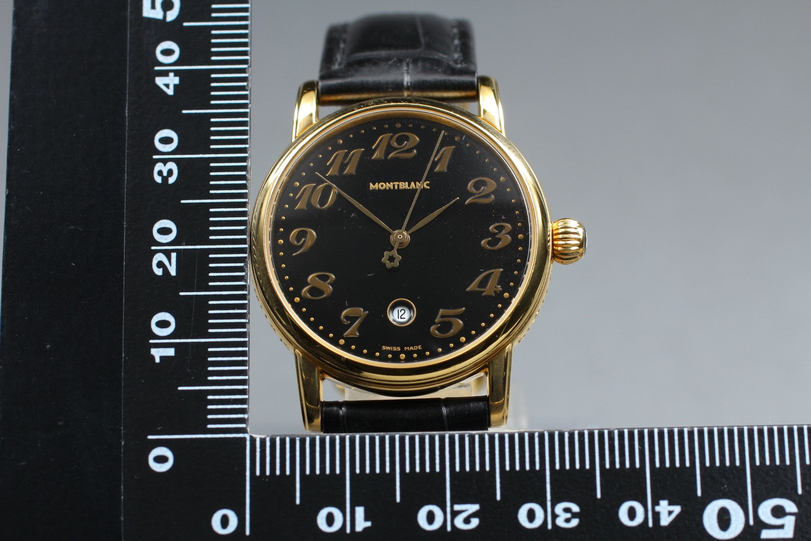 [Exc+5] Montblanc Meisterstuck 7005 Black Dial Gold Unisex Quartz Watch JP