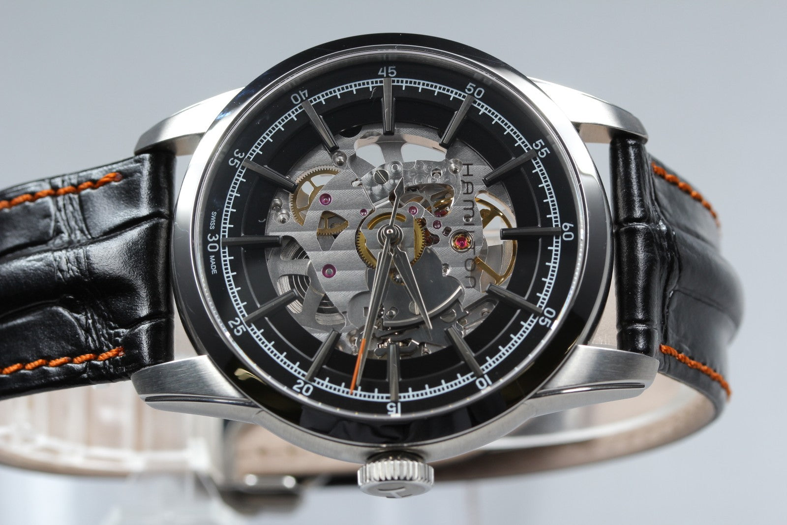 HAMILTON RAIL ROAD H406550 SKELETON 41mm Black Automatic Men's Watch [Box]