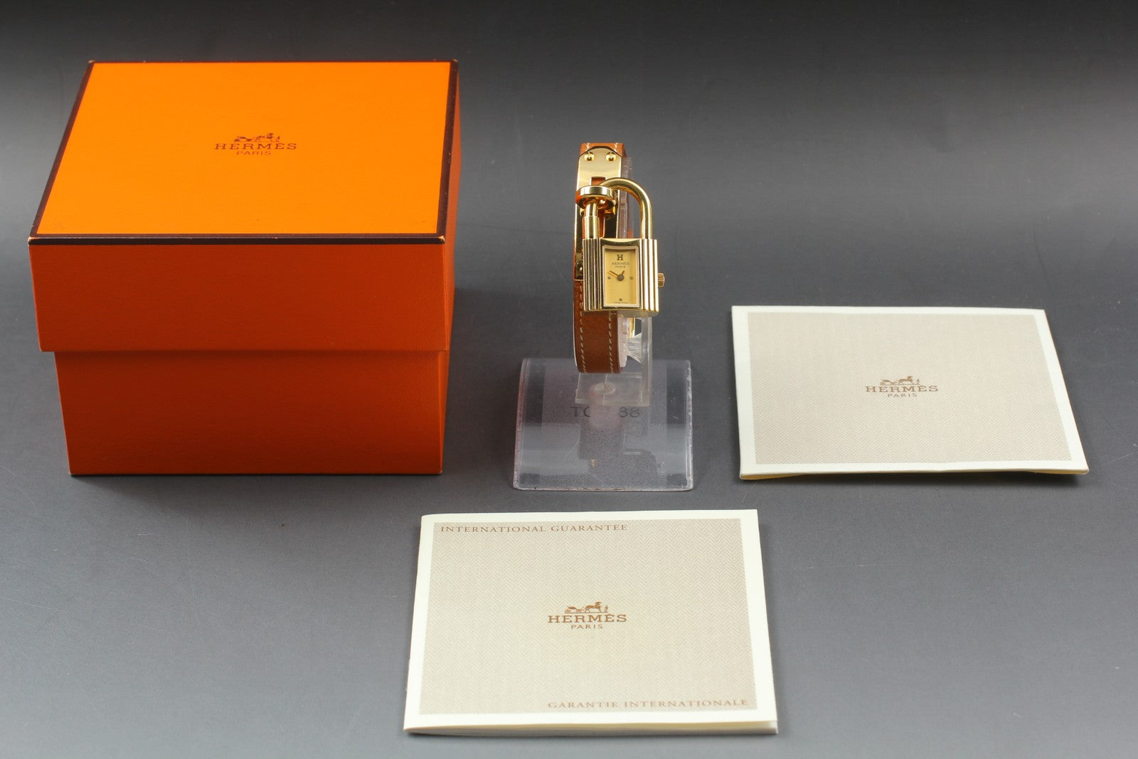 Vintage [Exc+5 Box] HERMES Kelly Watch Gold Brown "T" Woman's Quartz Watch JAPAN