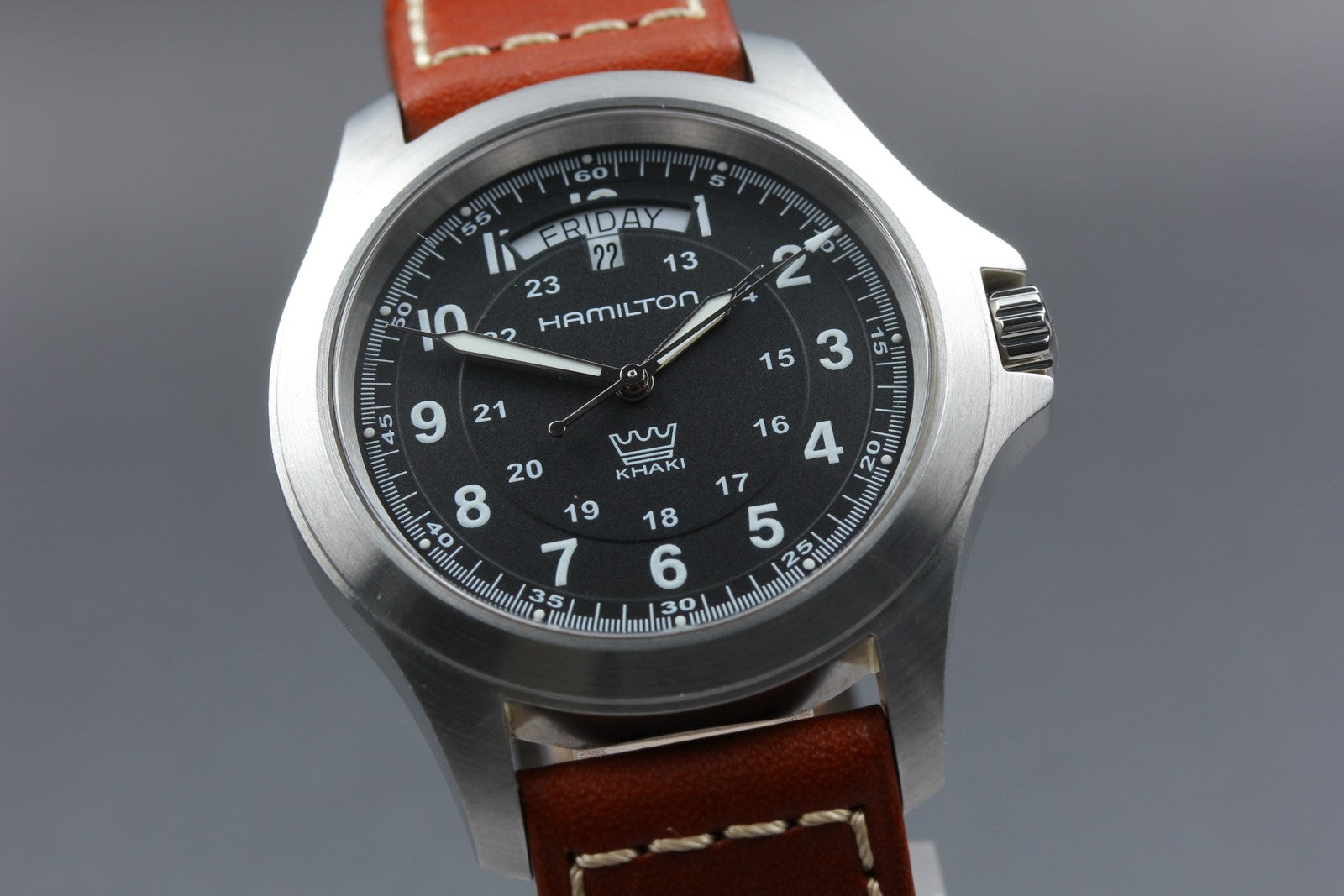 Hamilton Khaki Field King H644510 Black Dial Brown 40mm Men's Quartz Watch
