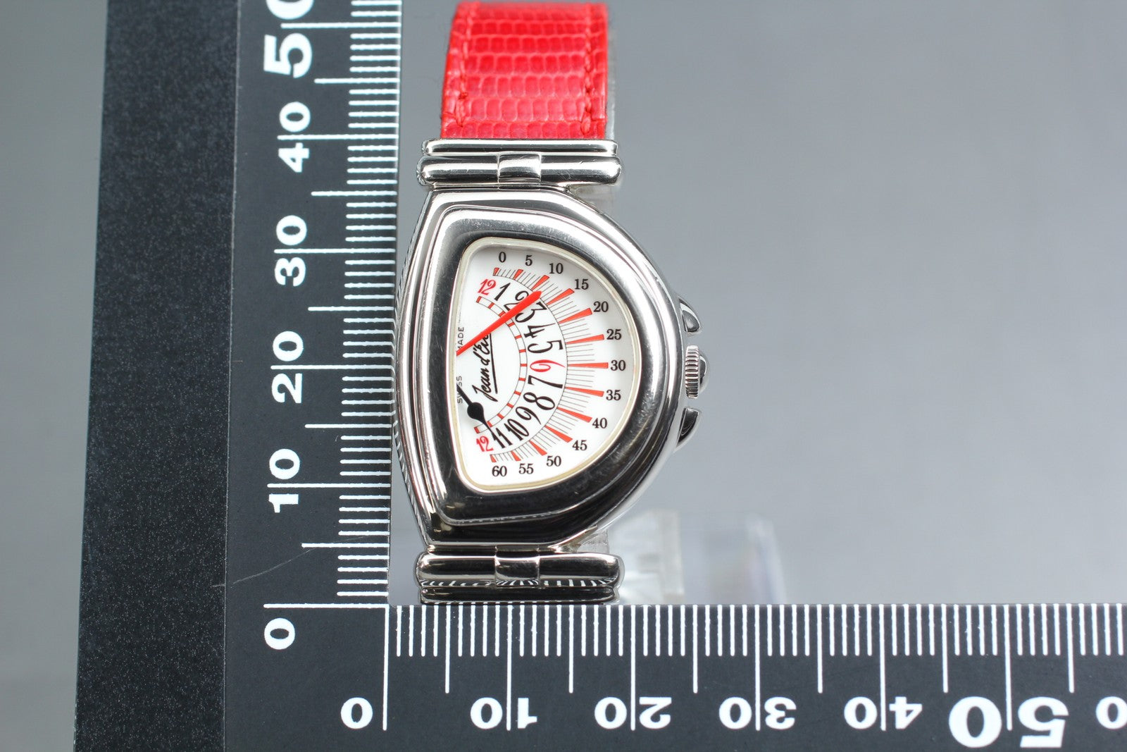 Jean d'eve Sectora Gold 24mm Silver Red Women's Quartz Watch JAPAN [w /Box]