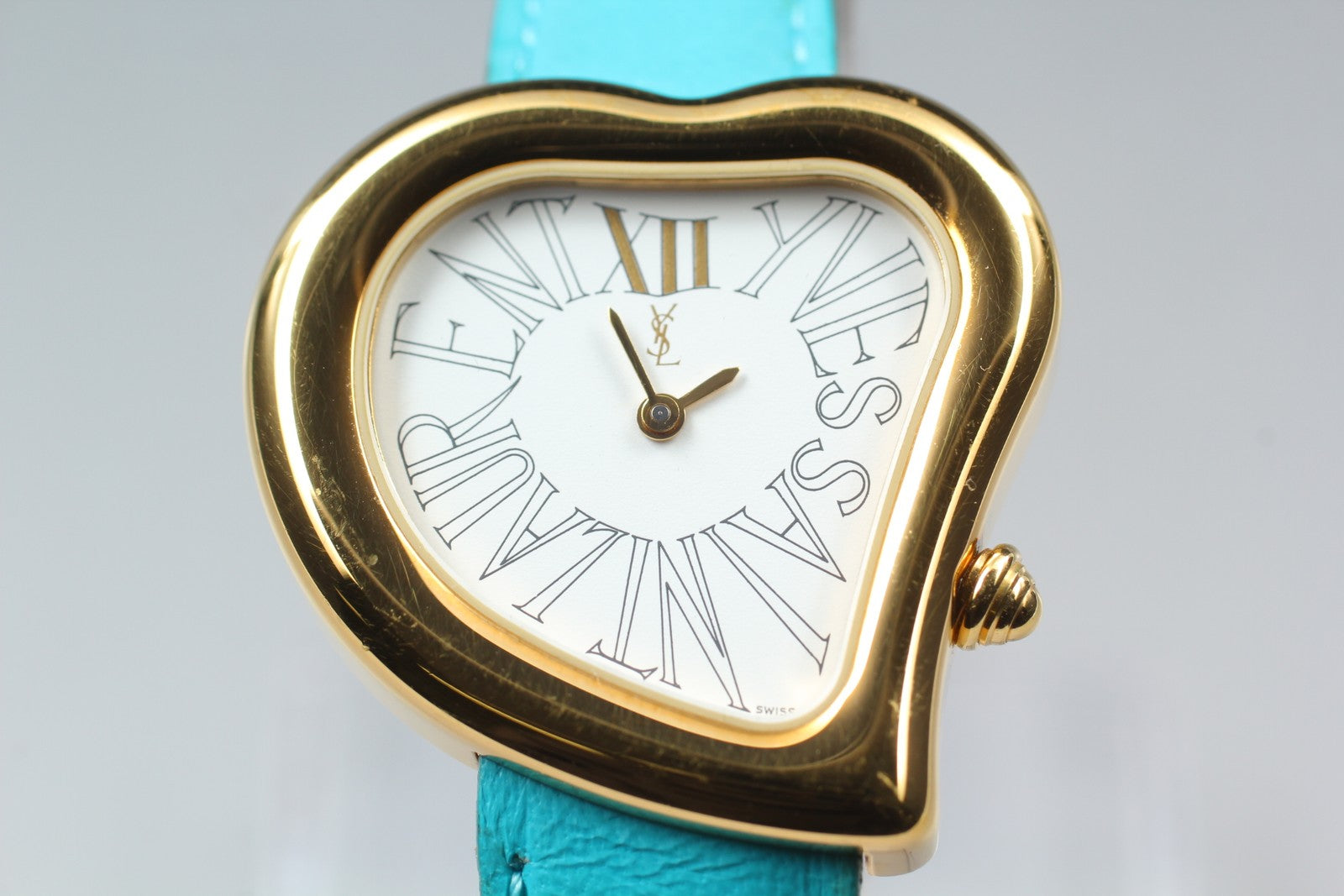[Exc+5 Box] Yves Saint Laurent Heart Gold Turquoise 30mm Women's Watch Quartz