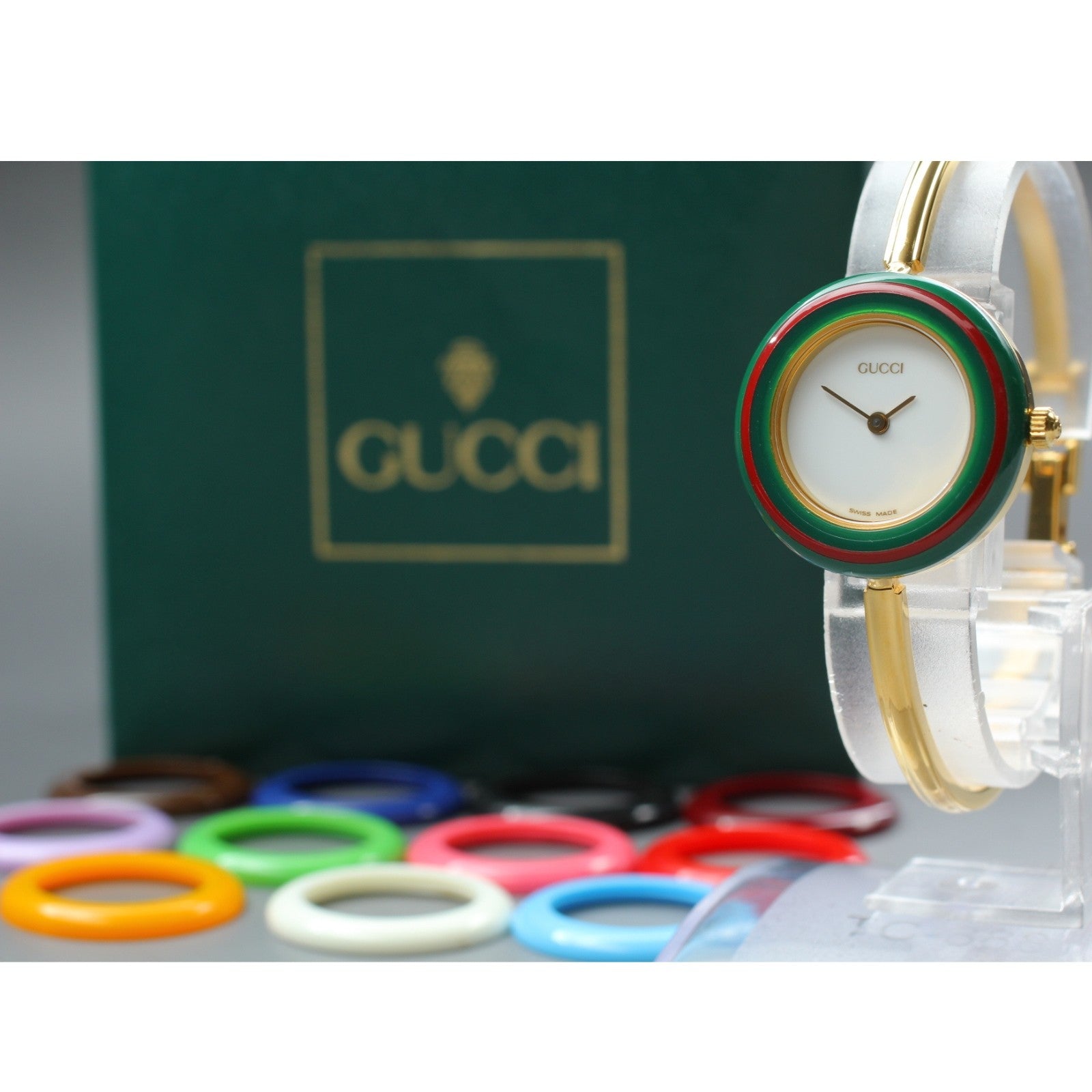 New Batt Vintage GUCCI Change Bezel 11/12.2 Quartz Women's Watch 25mm JAPAN Box