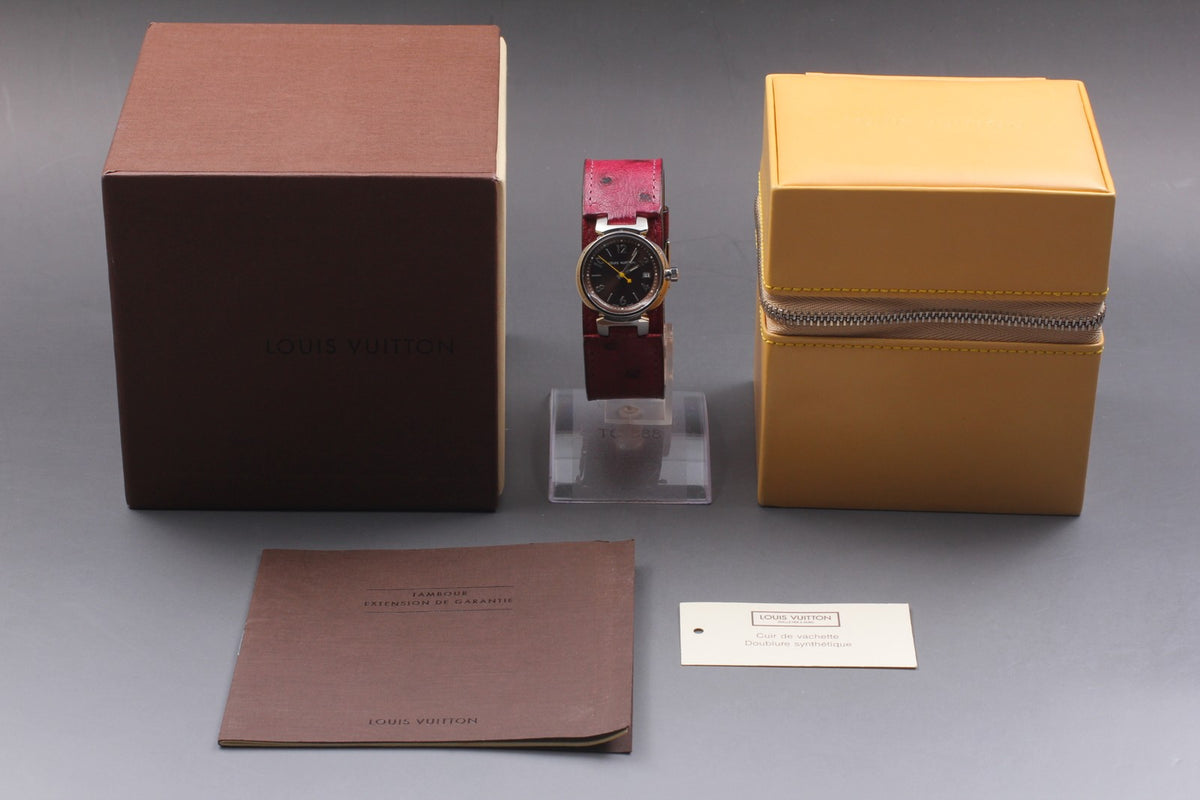 [Near MINT Box] Louis Vuitton Tambour Q1211 Red Brown 28mm Women's Quartz Watch