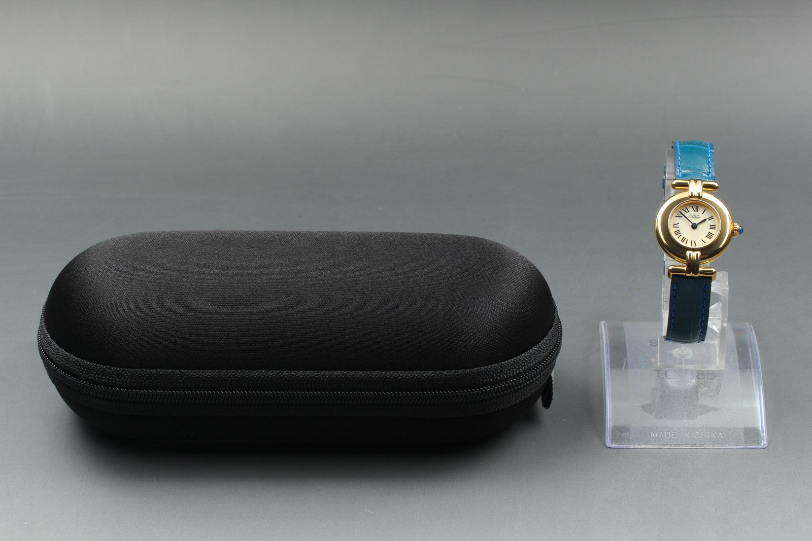 Vintage [ Near MINT- ] Cartier Must Colisee Vermeil 590002 Blue Women's Qz Watch