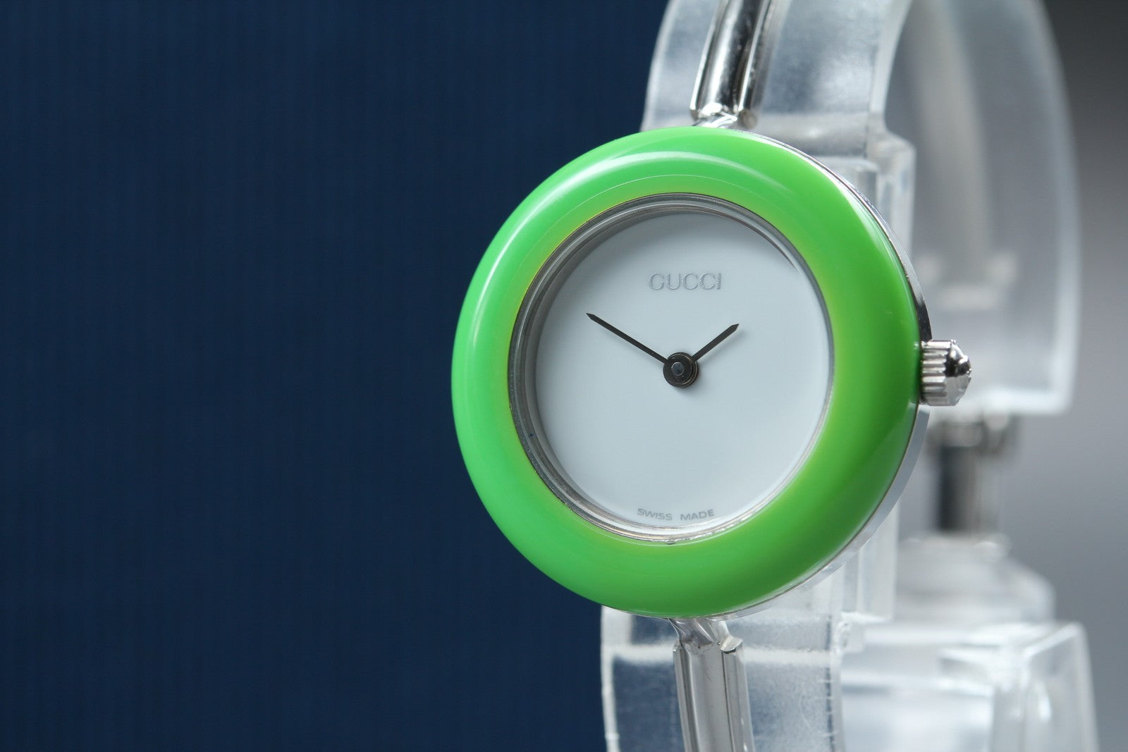 Vintage Gucci Change Bezel 11/12.2L Light Green Bezel Silver Women's Qz Watch