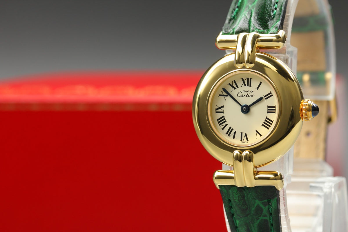 Cartier Must Colisee Vermeil 590002 Green Gold Women's Qz Watch Vintage [Box]