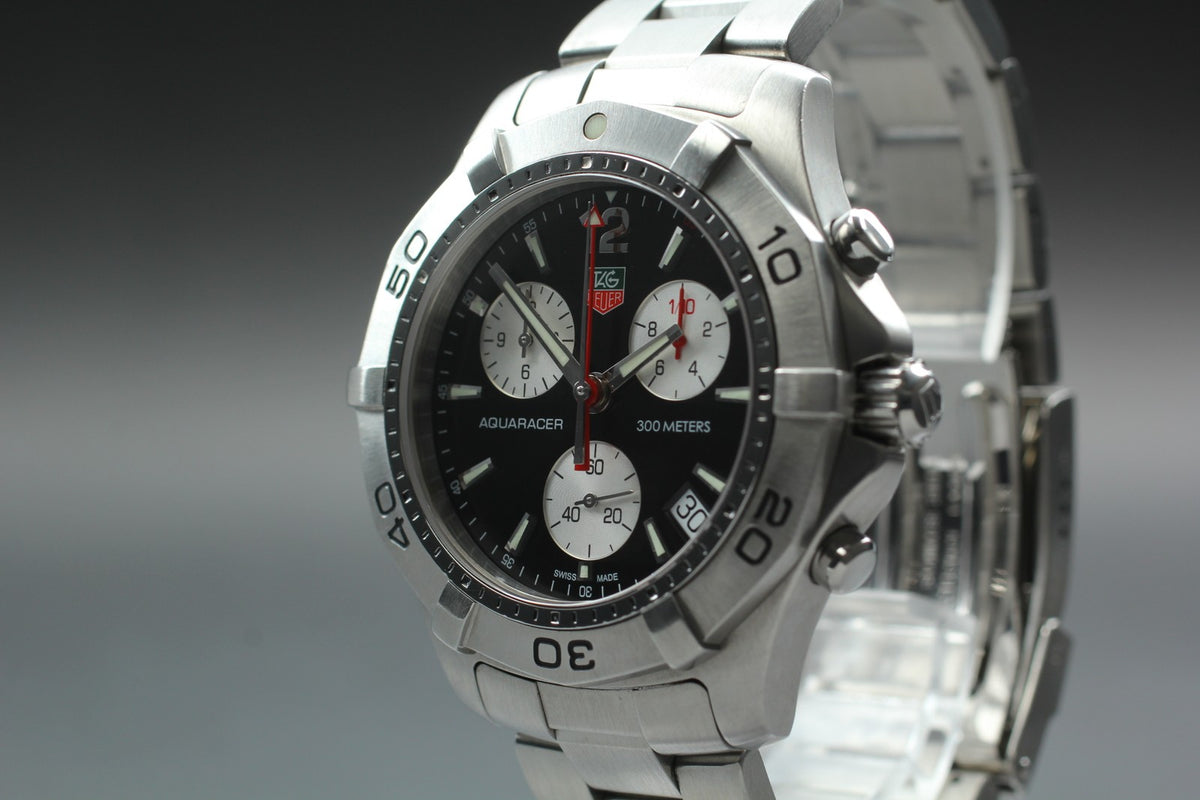 [Exc+5] Tag Heuer Aquaracer CAF1110 Chronograph Black Quartz Men’s Watch JAPAN