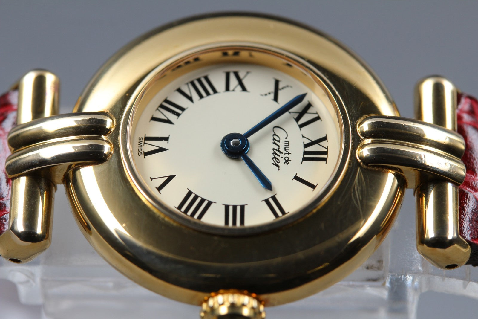Vintage [Exc+5 Box] Cartier Must Colisee Vermeil 590002 Red Women's Quartz Watch