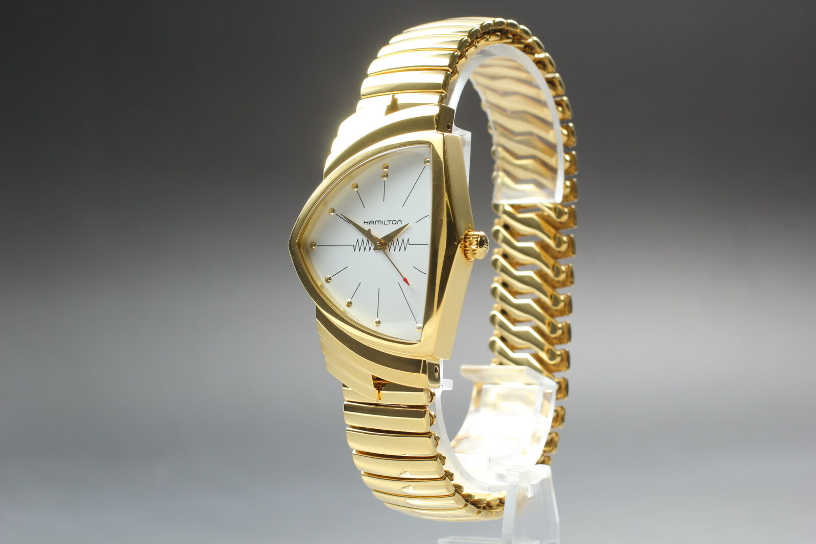 New Battery [Exc+5 Box] HAMILTON Ventura H243010 White Gold Men's Watch JAPAN