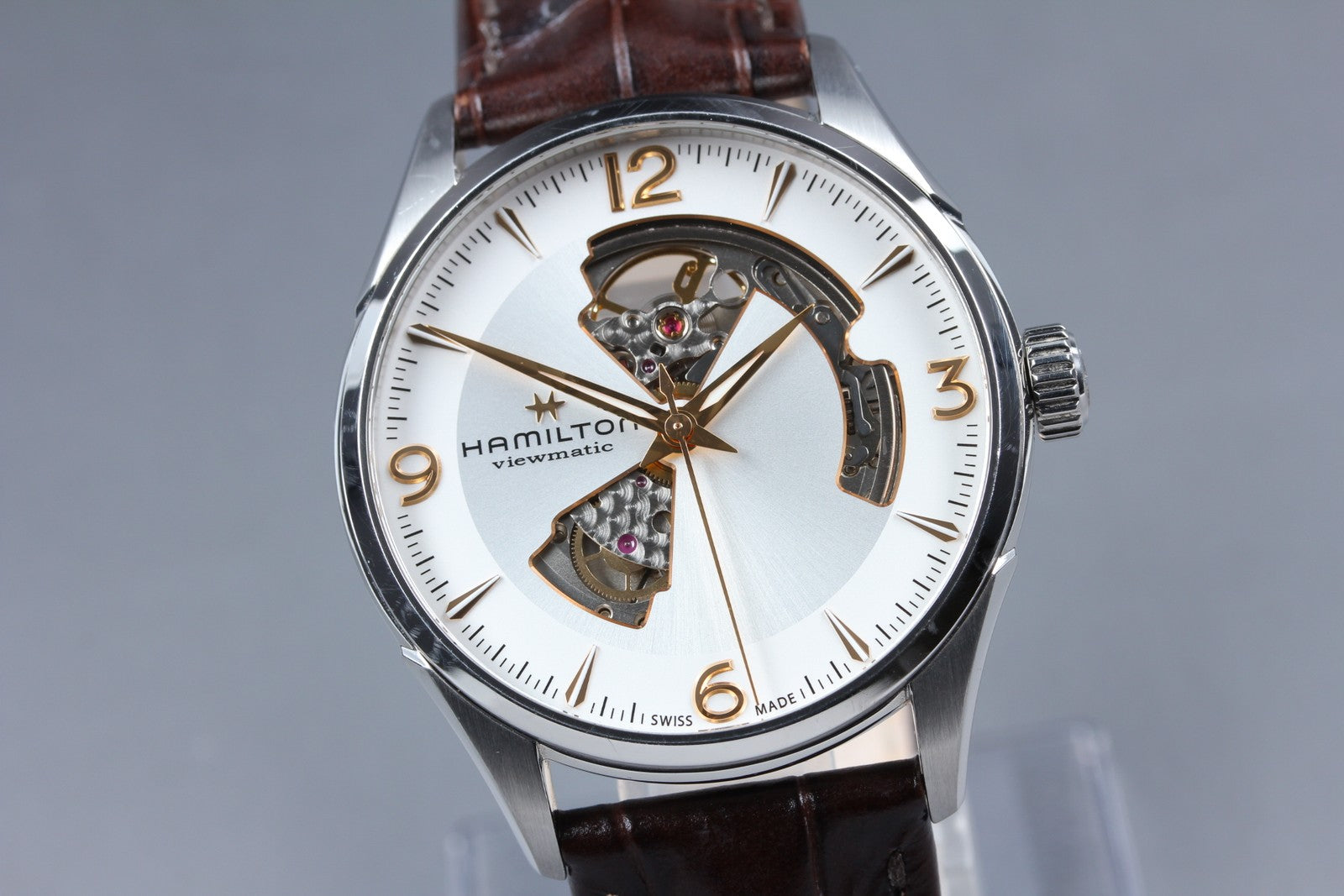[Exc+5 Box] HAMILTON Jazzmaster H327050 Open Heart Brown Automatic Men's Watch