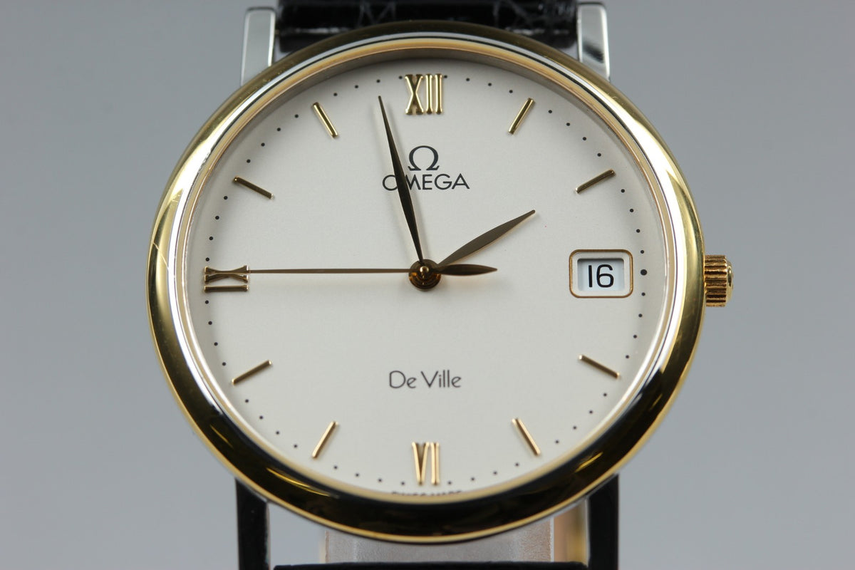 OMEGA De Ville Cal.1532 Quartz White Dial Date Men's Watch 32mm JAPAN Box