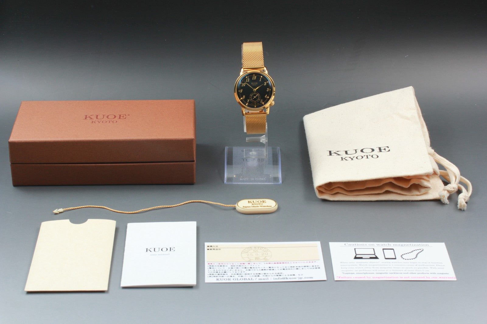 [N MINT Box] KUOE KYOTO OLD SMITH 90-007﻿ Gold Black Automatic Men's Watch JAPAN