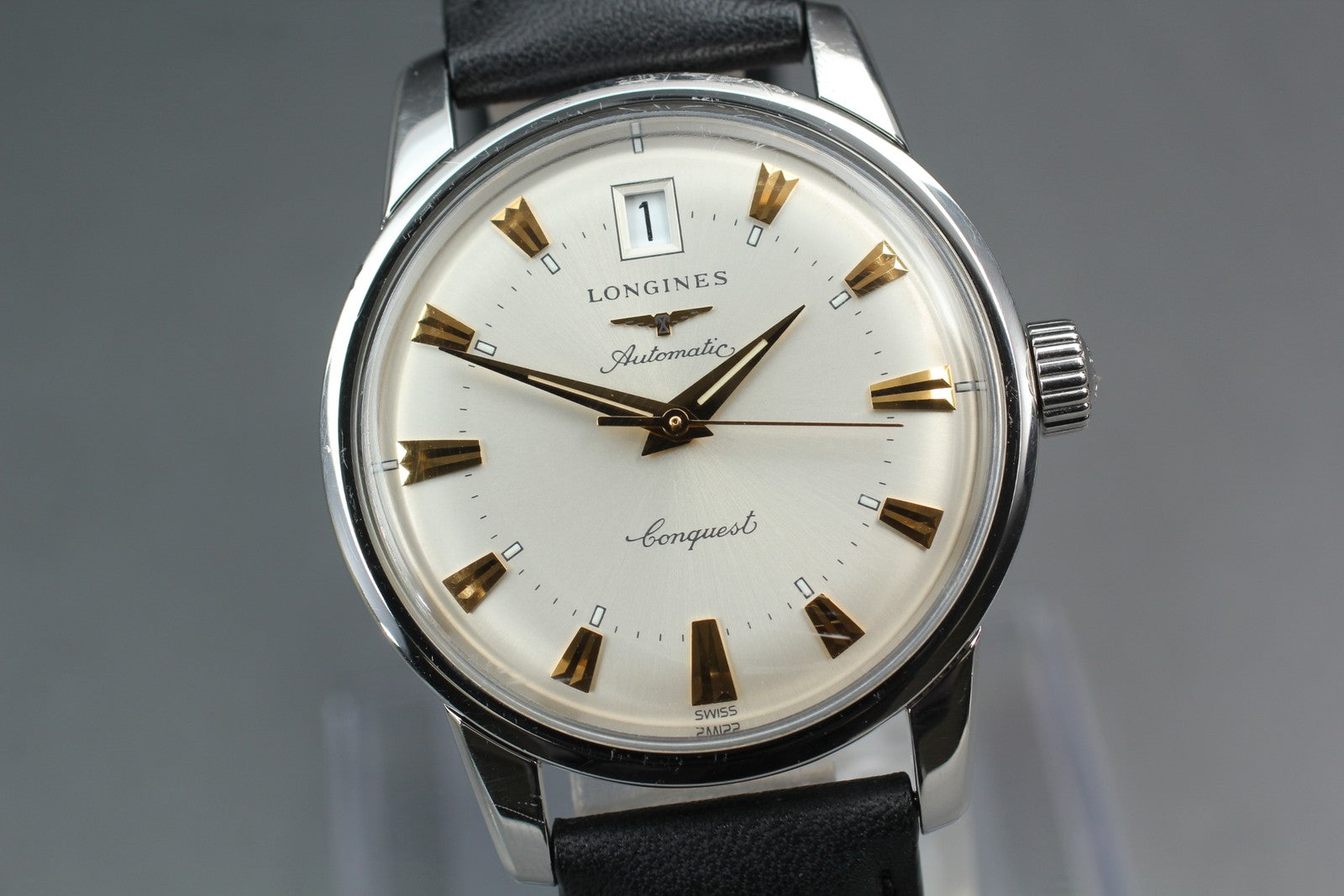 Longines Conquest Heritage L1.611.4 34mm Silver Black Automatic Mens Watch [Box]