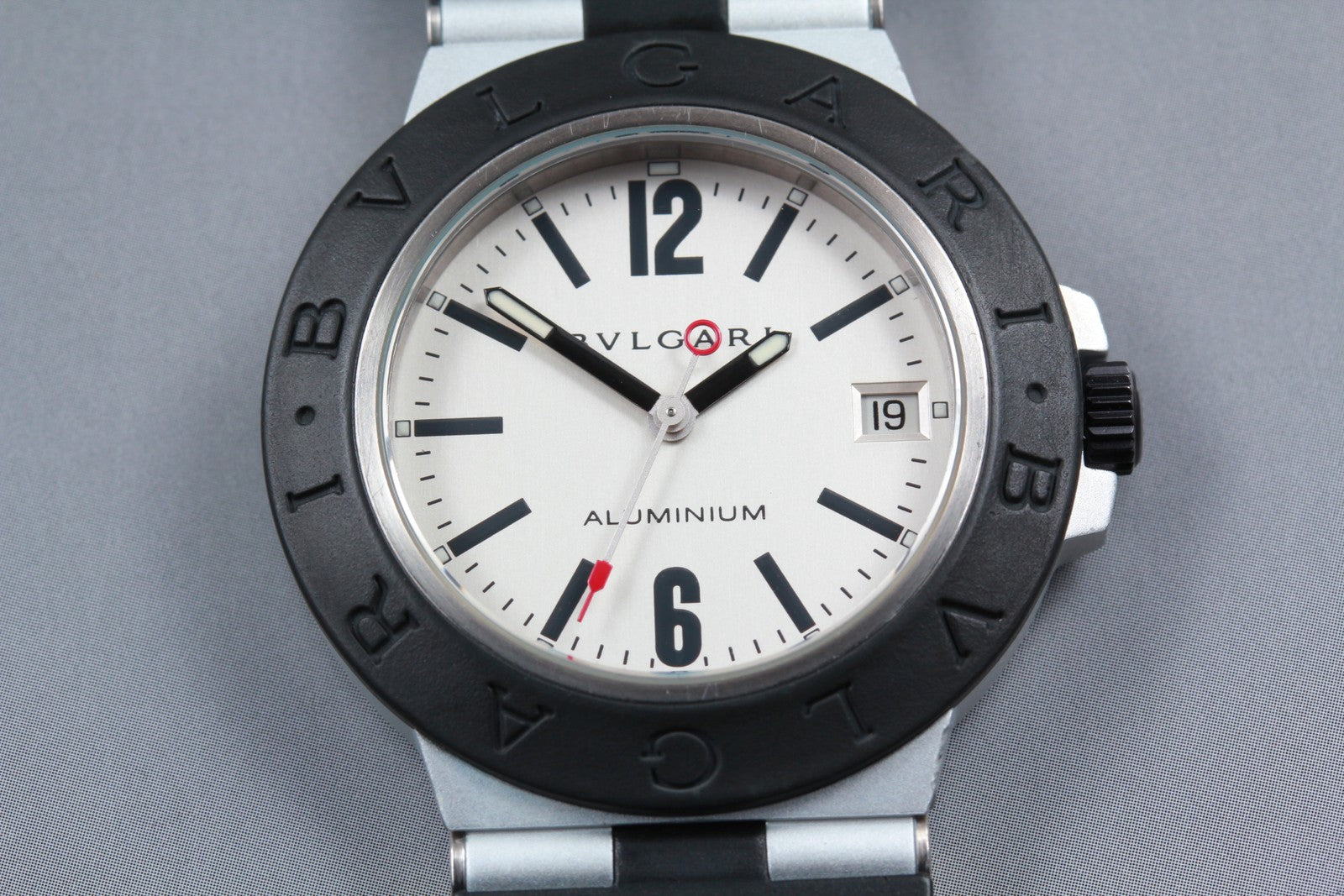 OH[Exc+5]Box BVLGARI Aluminum AL38TA Silver Men's Automatic Watch 38mm JAPAN