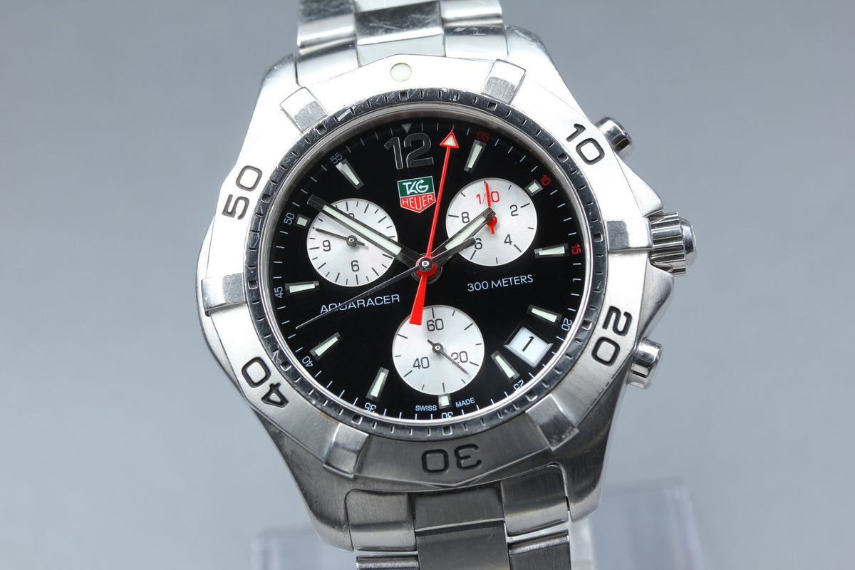 TAG Heuer Aquaracer CAF1110 Chronograph Black Quartz Men's Watch 42mm Box