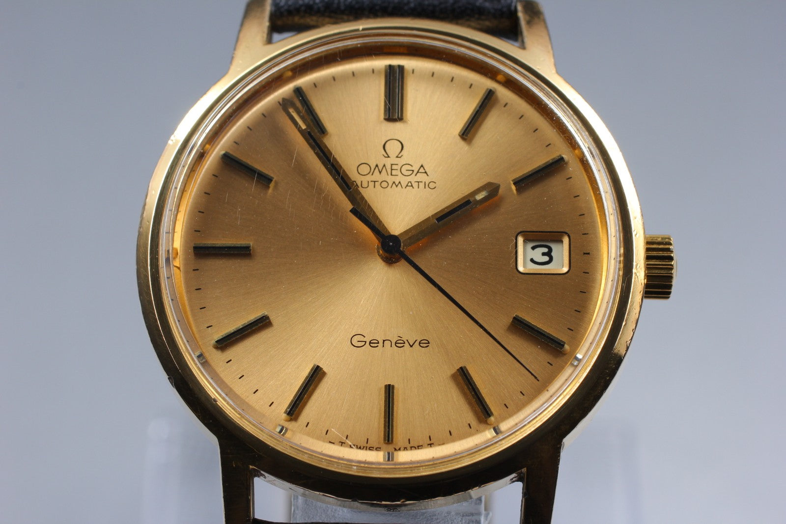[Exc+5] Omega Geneve 166.0163 Cal.1012 35mm Automatic Date Gold Men's Watch