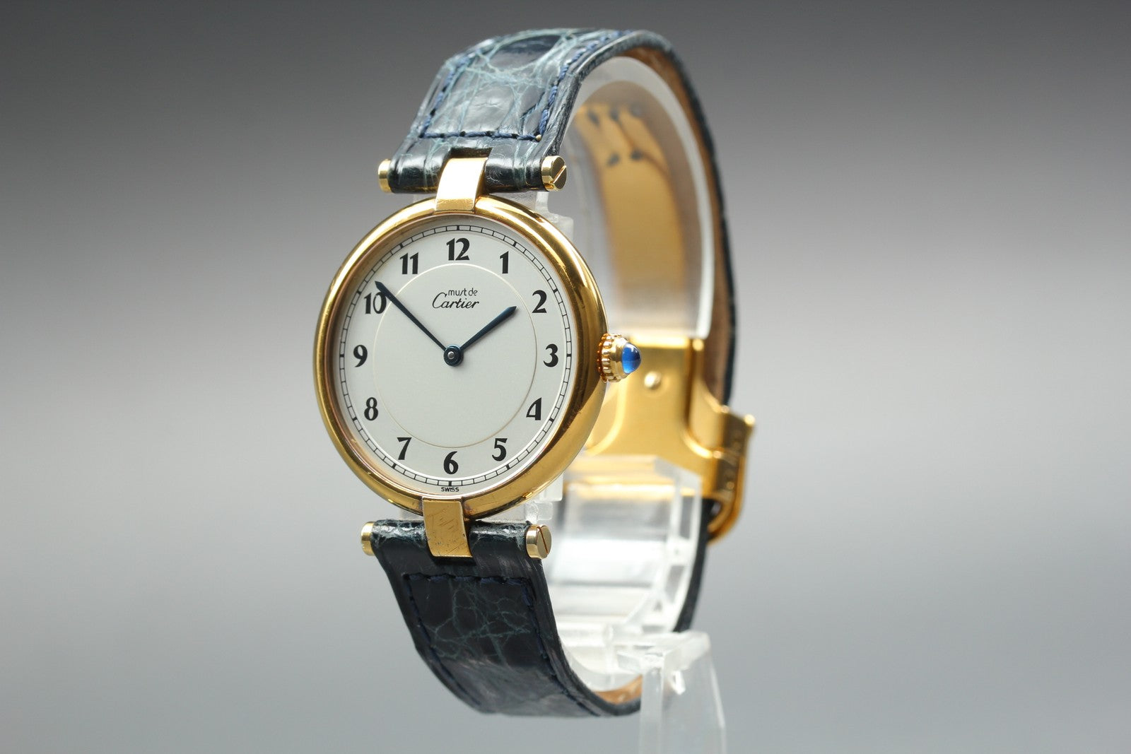 Vintage [Exc+5] Cartier Must Vendome 590003 Gold Vermeil Unisex Quartz Watch