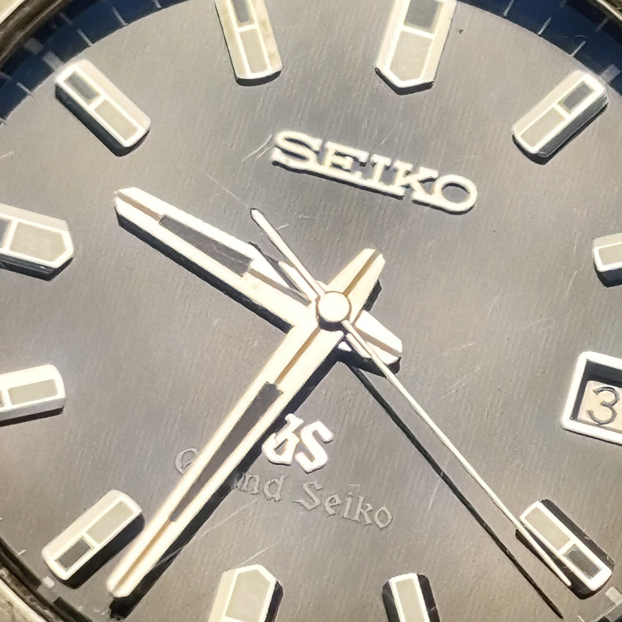 [Exc+5] Grand SEIKO GS 8J56-8020 SBGF021 Black Date Men's Quartz Watch JAPAN