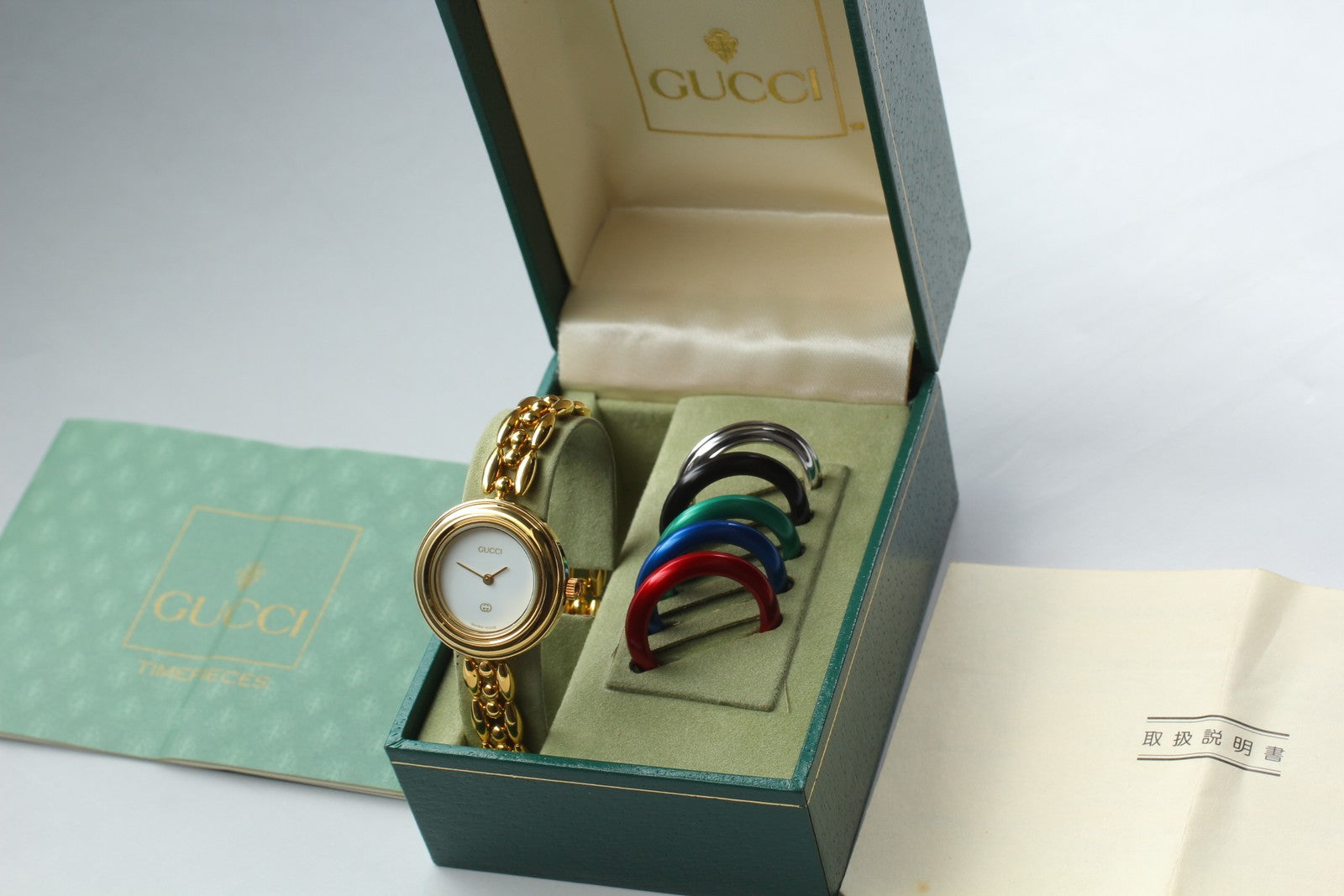 Vintage [Exc+5 Box] GUCCI Change Bezel 1100-L 6 Colors Quartz Woman’s Watch