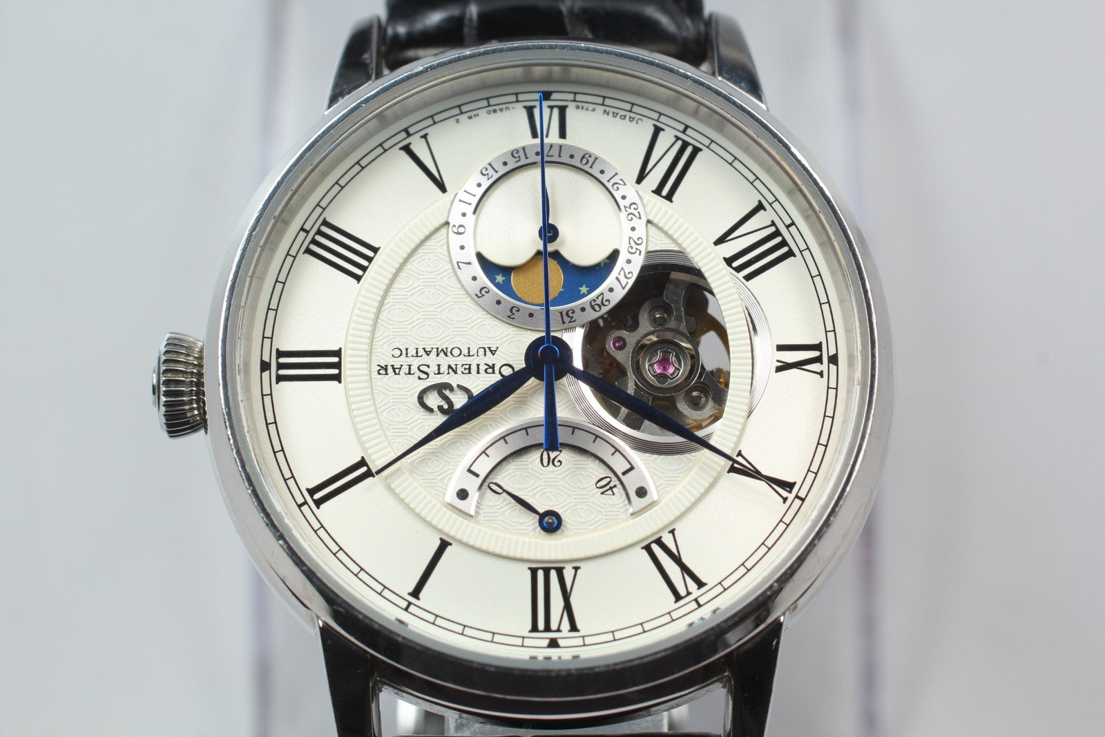 ORIENT STAR F7X6-UAA0 Moon Phase Automatic Silver Date Men's Watch 41mm Exc+5