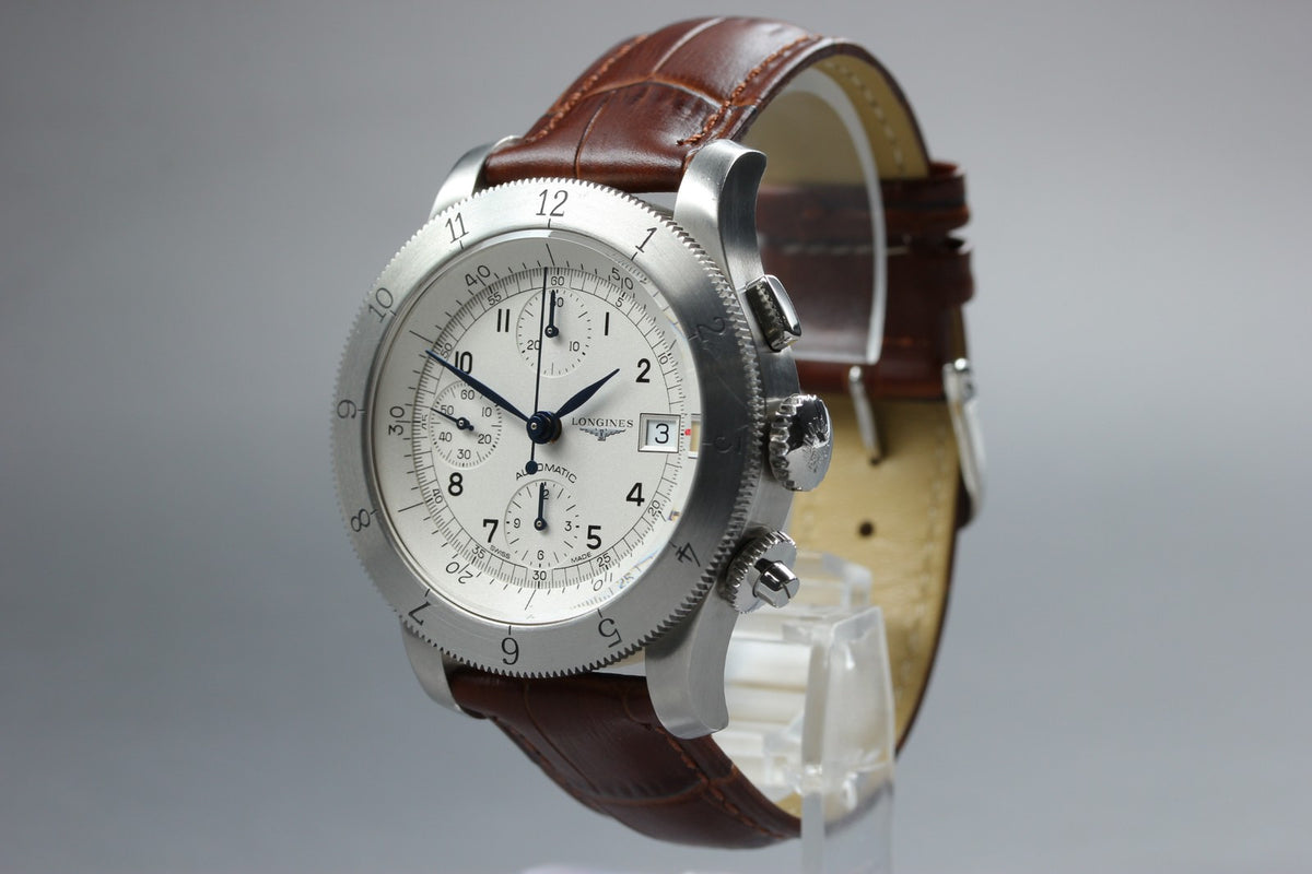LONGINES Weems Chronograph L2.741.4 Silver 41mm Automatic Men's Watch [Box]