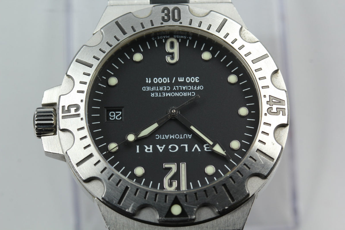 BVLGARI Diagono Scuba SD40S Date black Dial Automatic Men's Watch JAPAN Box