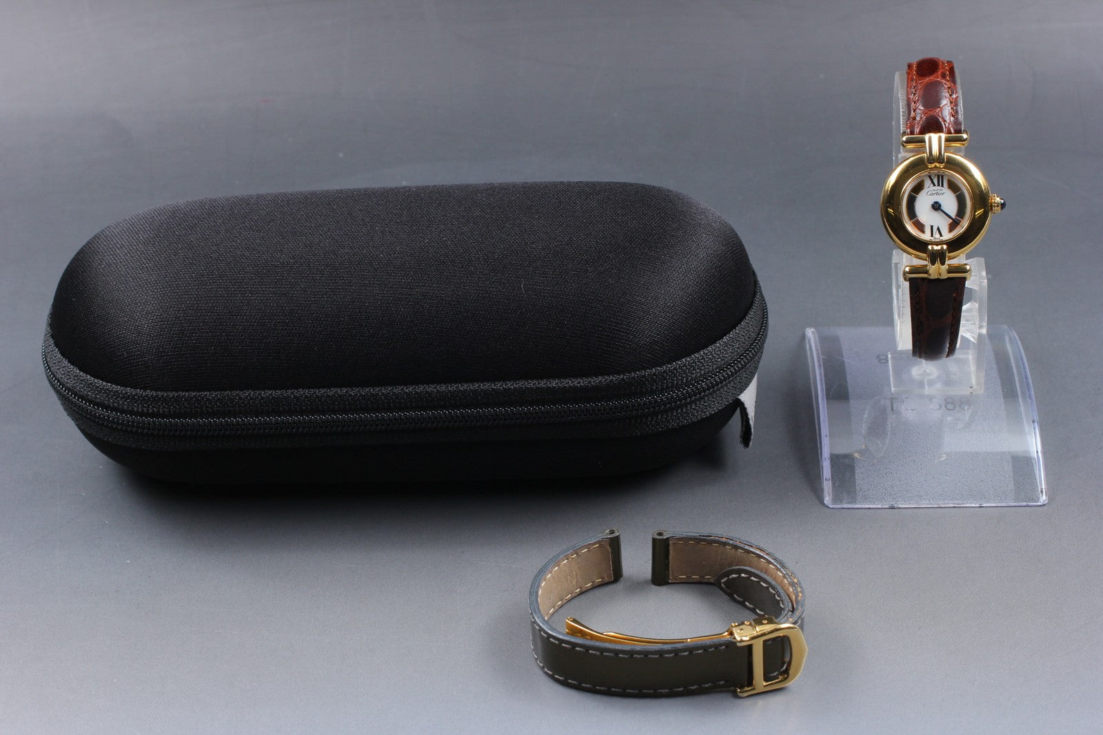 Vintage [Exc+5] Cartier Must Colisee Vermeil 590002 Gold Brown Women's Qz Watch