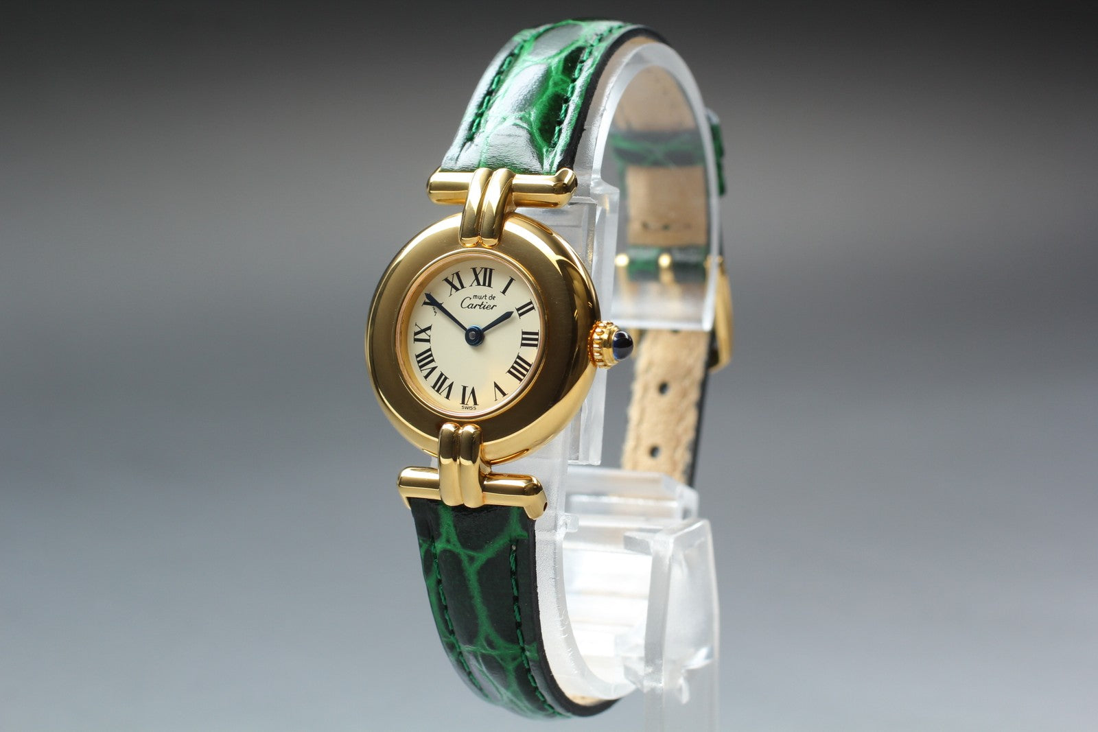 Vintage [Near MINT] Cartier Must Colisee Vermeil 590002 Green Women's Qz Watch