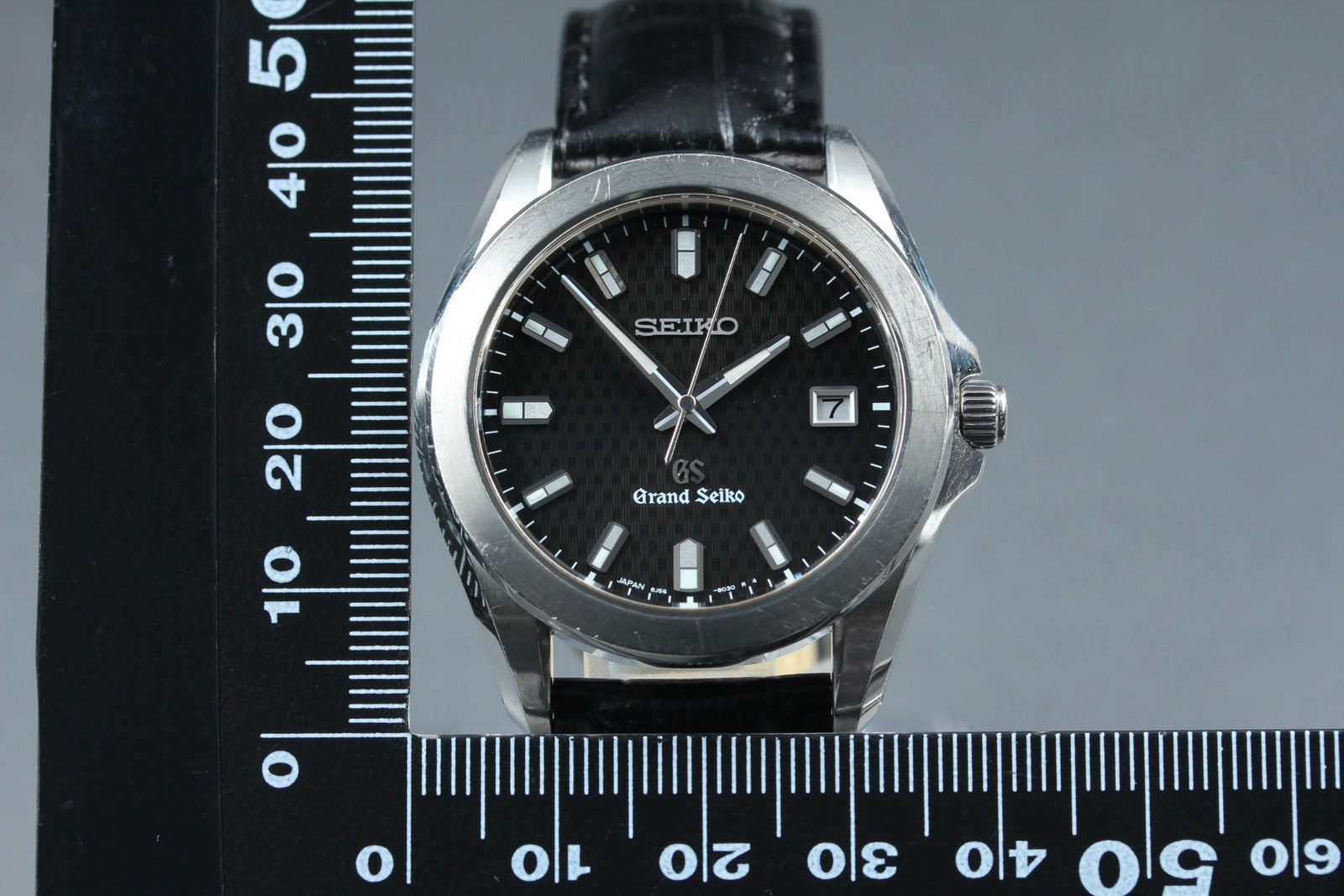 [Exc+5] Grand SEIKO GS 8J56-8020 SBGF021 Black Date Men's Quartz Watch JAPAN