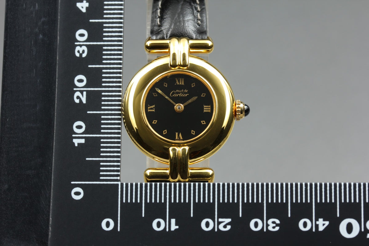 Cartier Must Colisee Vermeil 590002 Black Gold Women's Quartz Watch Vintage