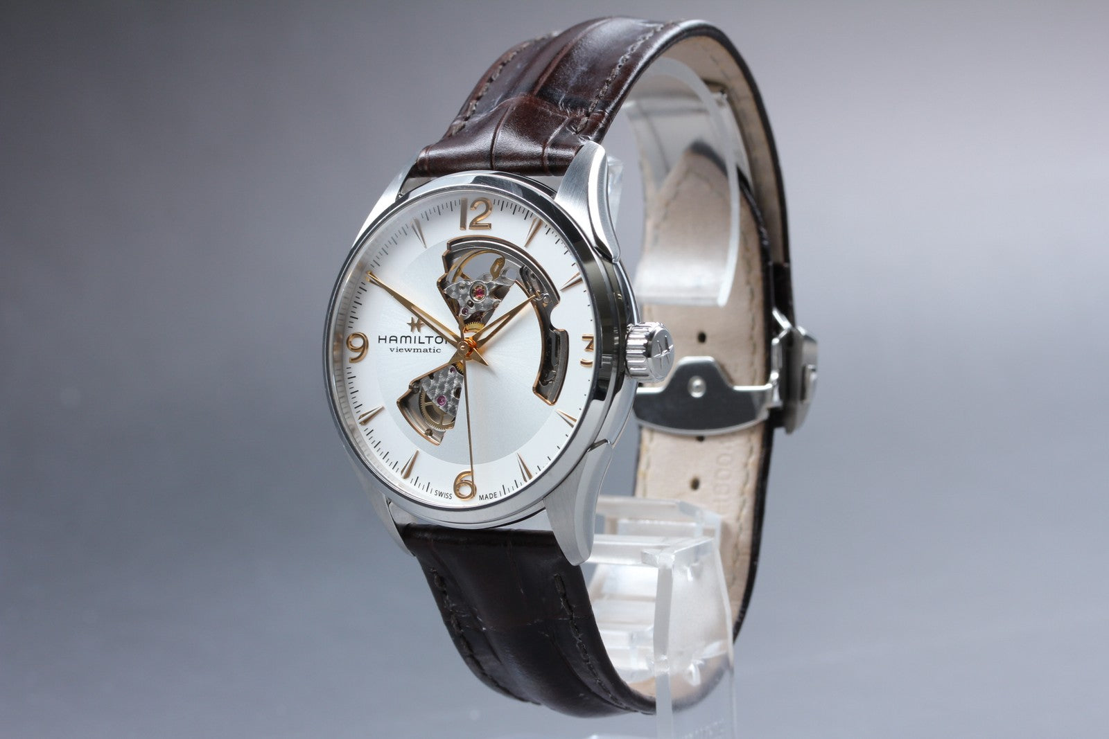 [Exc+5 Box] HAMILTON Jazzmaster H327050 Open Heart Brown Automatic Men's Watch