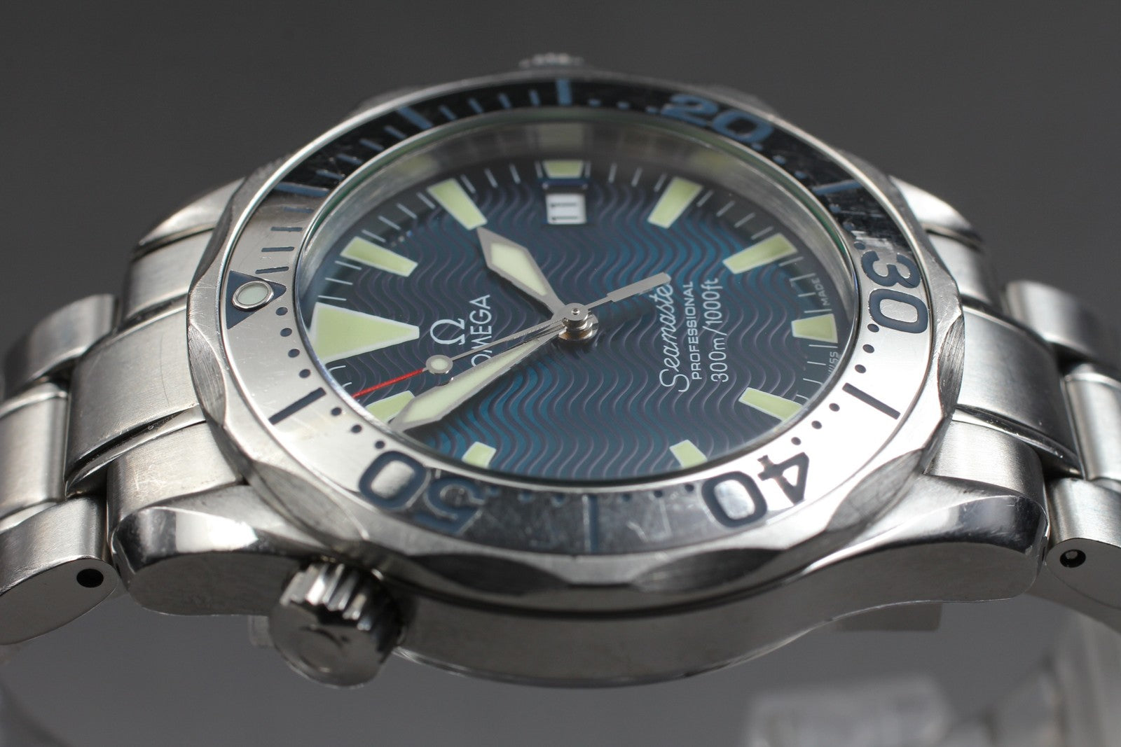 [Exc+5] OMEGA Seamaster 300M 2263.80 Blue Dial Quartz 36mm Men's Watch JAPAN