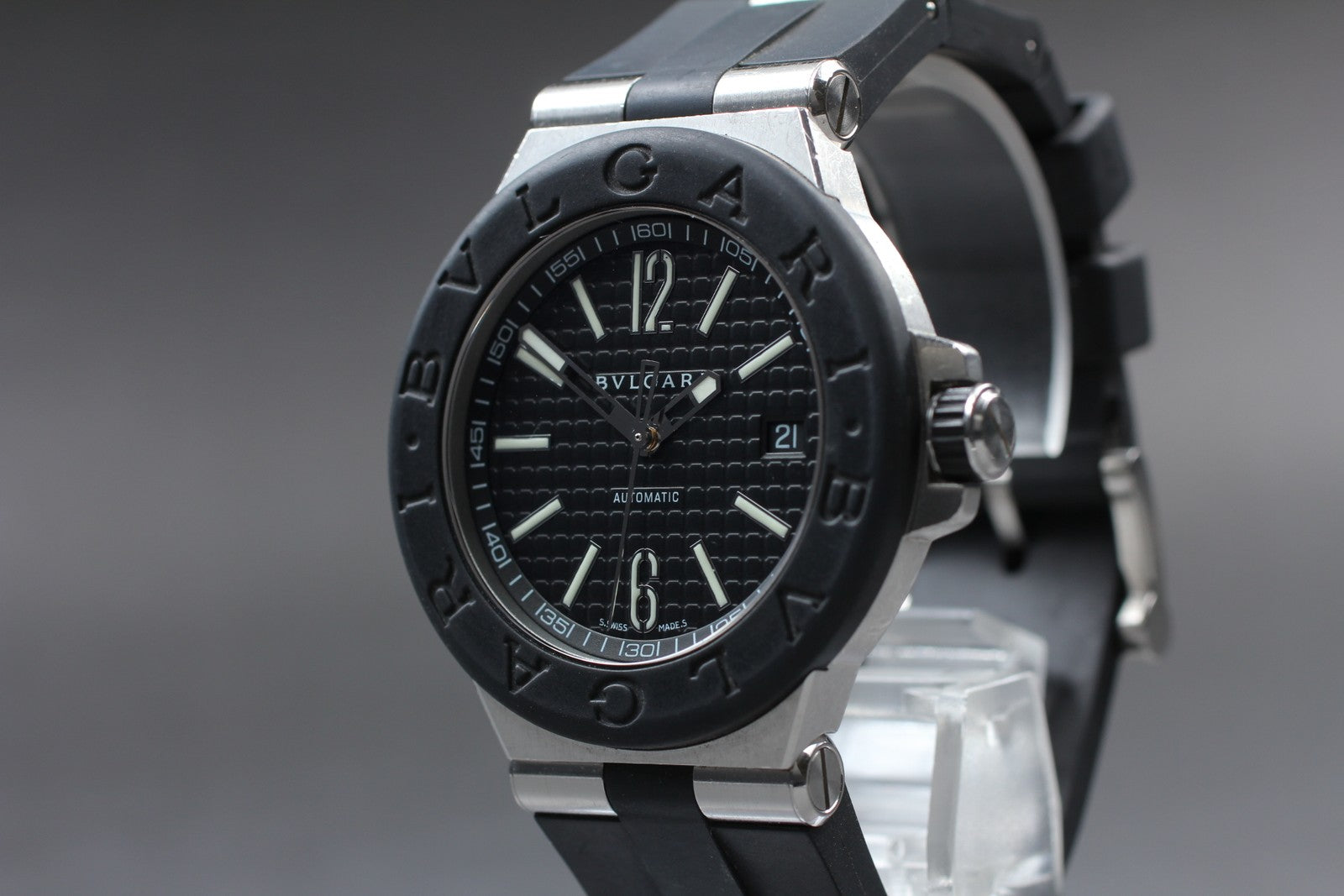 [Exc+5]Box BVLGARI Diagona DG40SV Automatic Black Dial Boy's Watch 40mm JAPAN