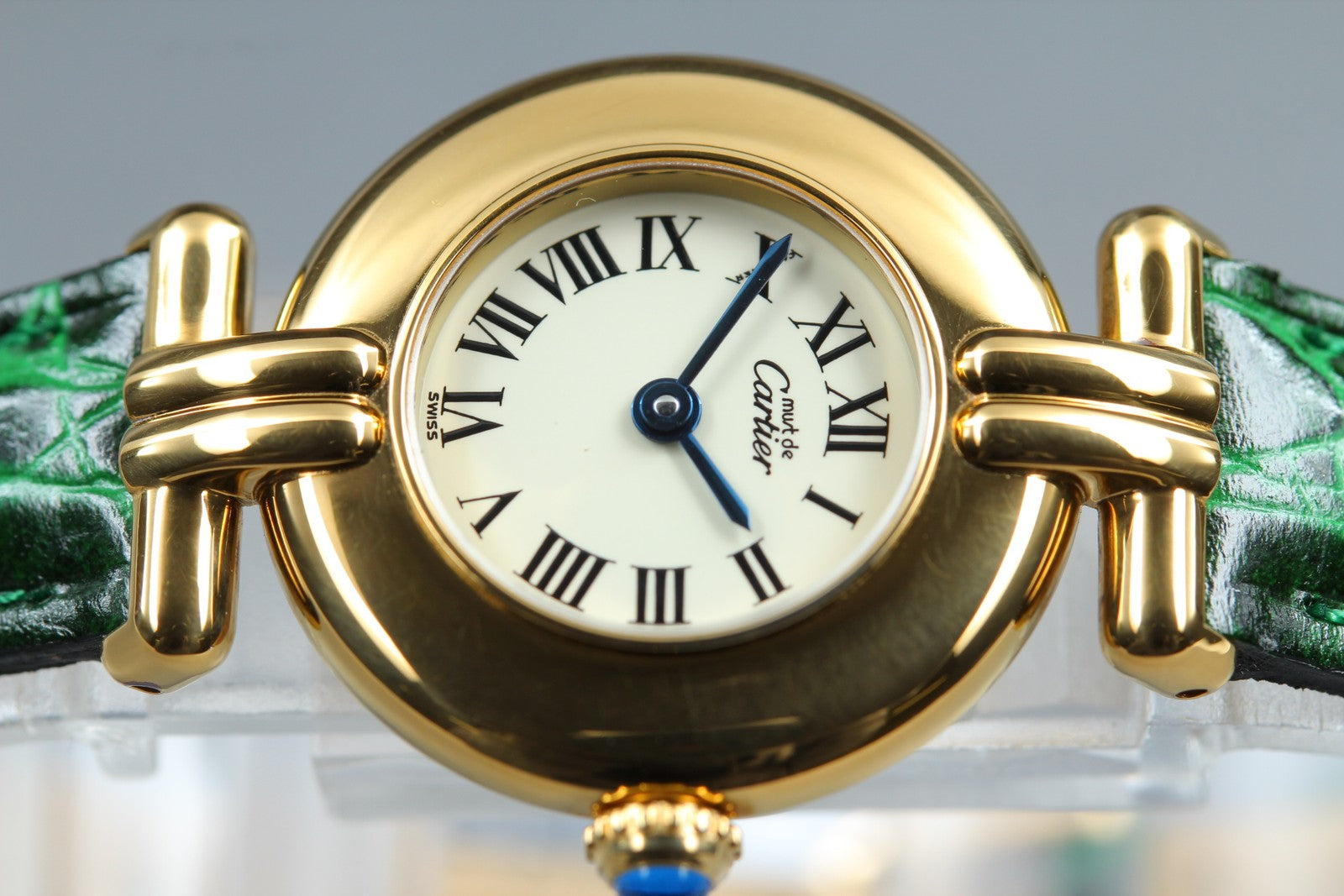 Vintage [w/Box] Cartier Must Colisee Vermeil 590002 Green Women's Quartz Watch